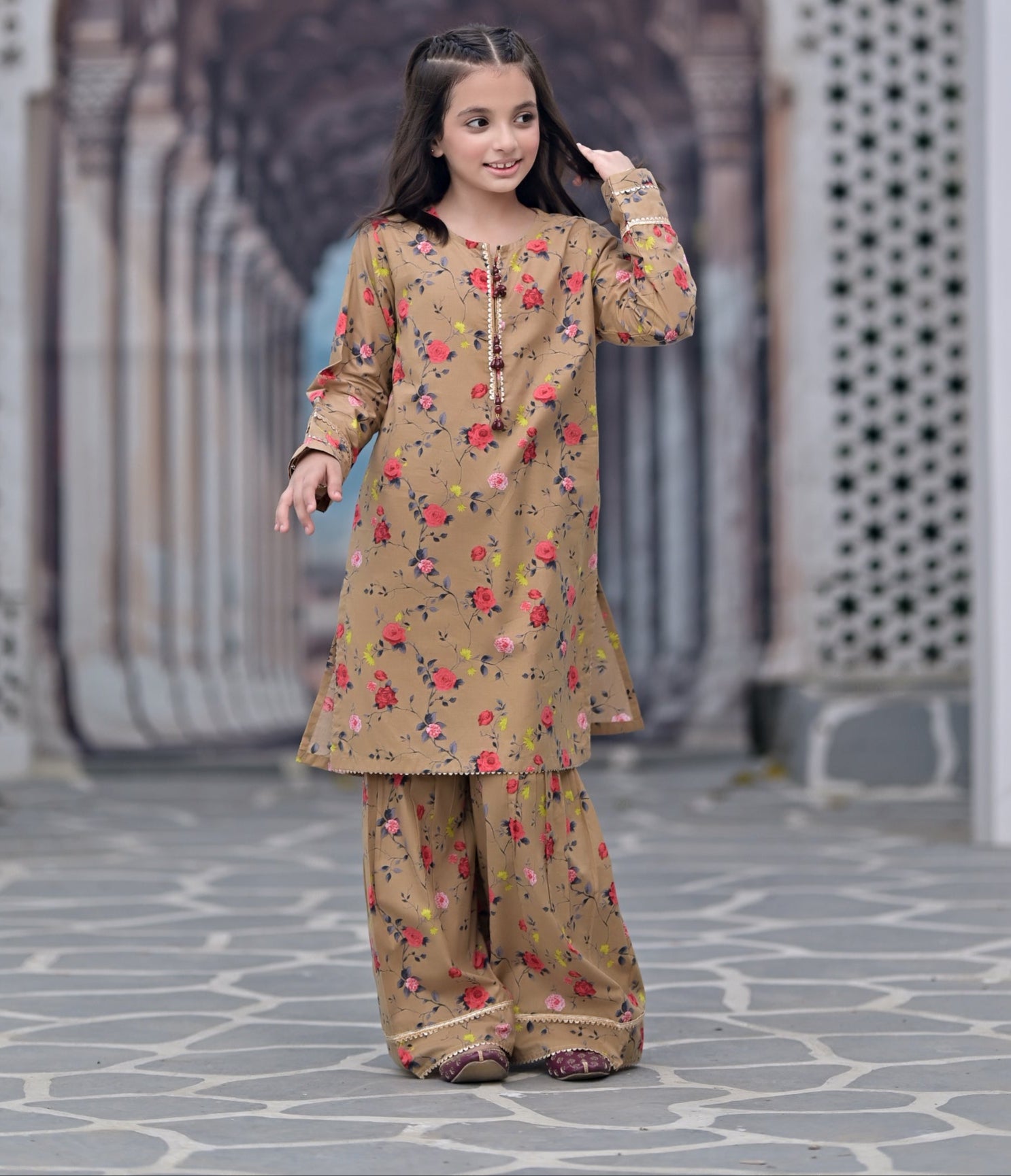 "Rose Whispers" Lawn Shirt+Garara (RTW)