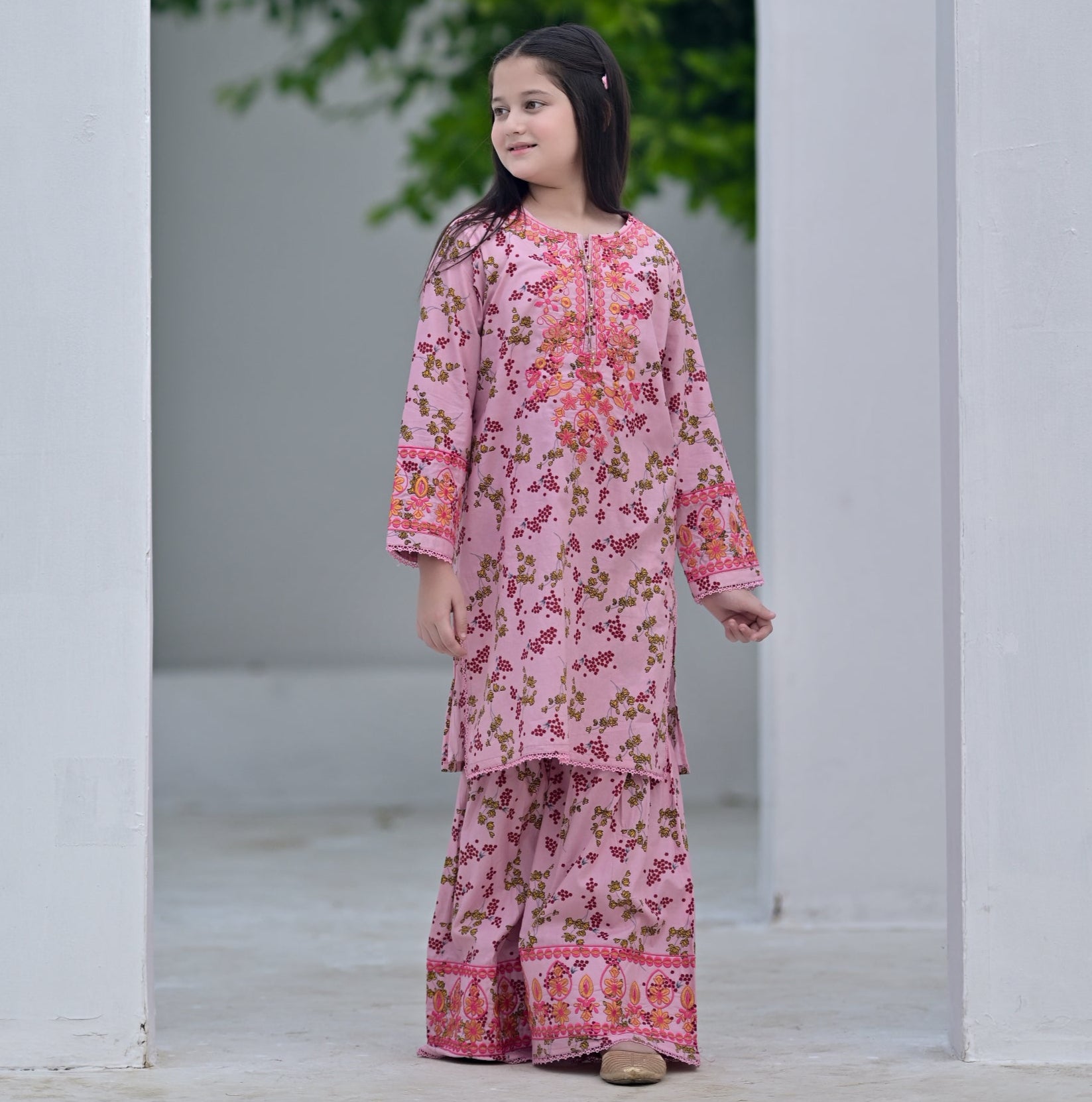 "Pink Glow" Lawn Shirt+Garara (RTW)