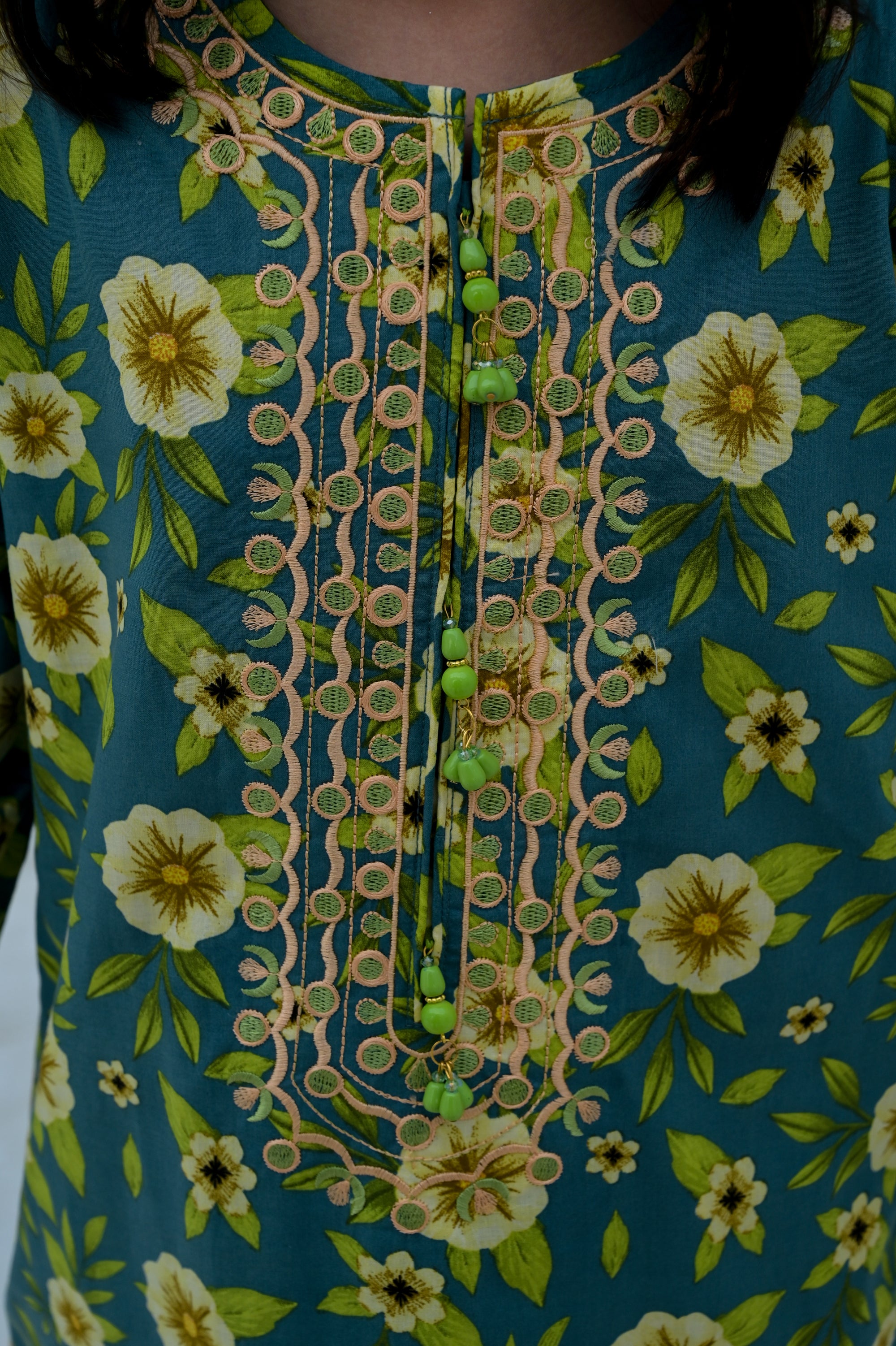 "Green Aura" Lawn Shirt+Culotte (RTW)