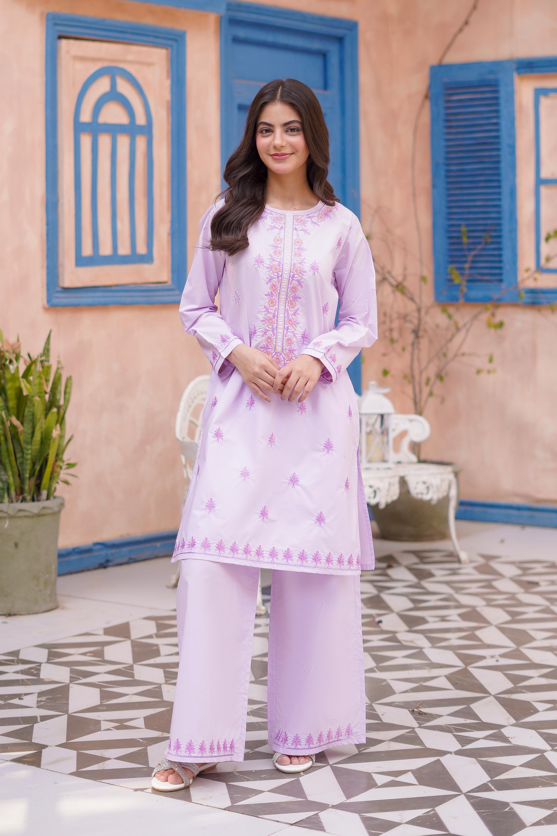 Lavender Bloom Embroidered  Lawn 2Pc – Soft Pastel (RTW)