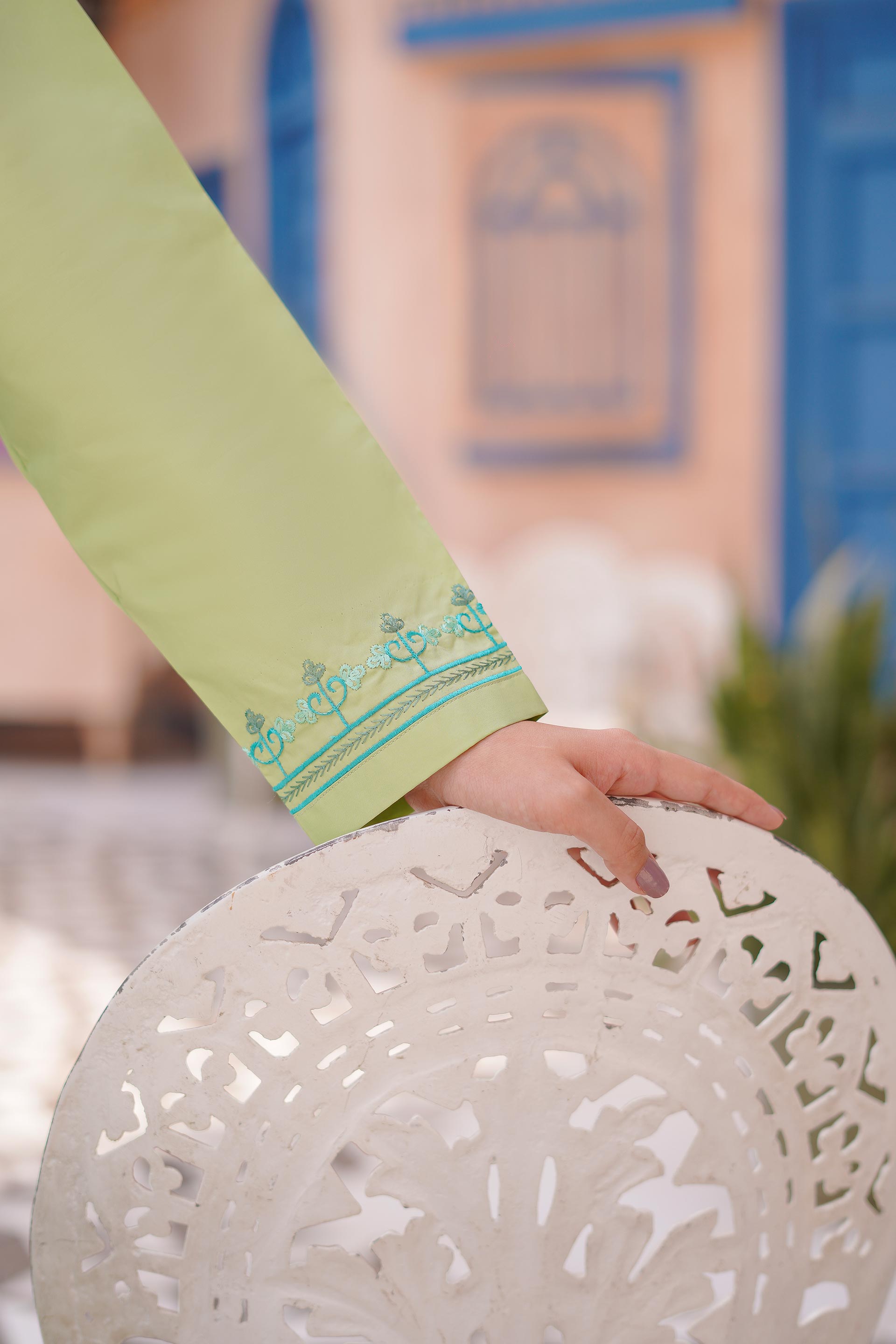 Meadow Charm Imported Lawn Embroidery 2Pc – Green (RTW)