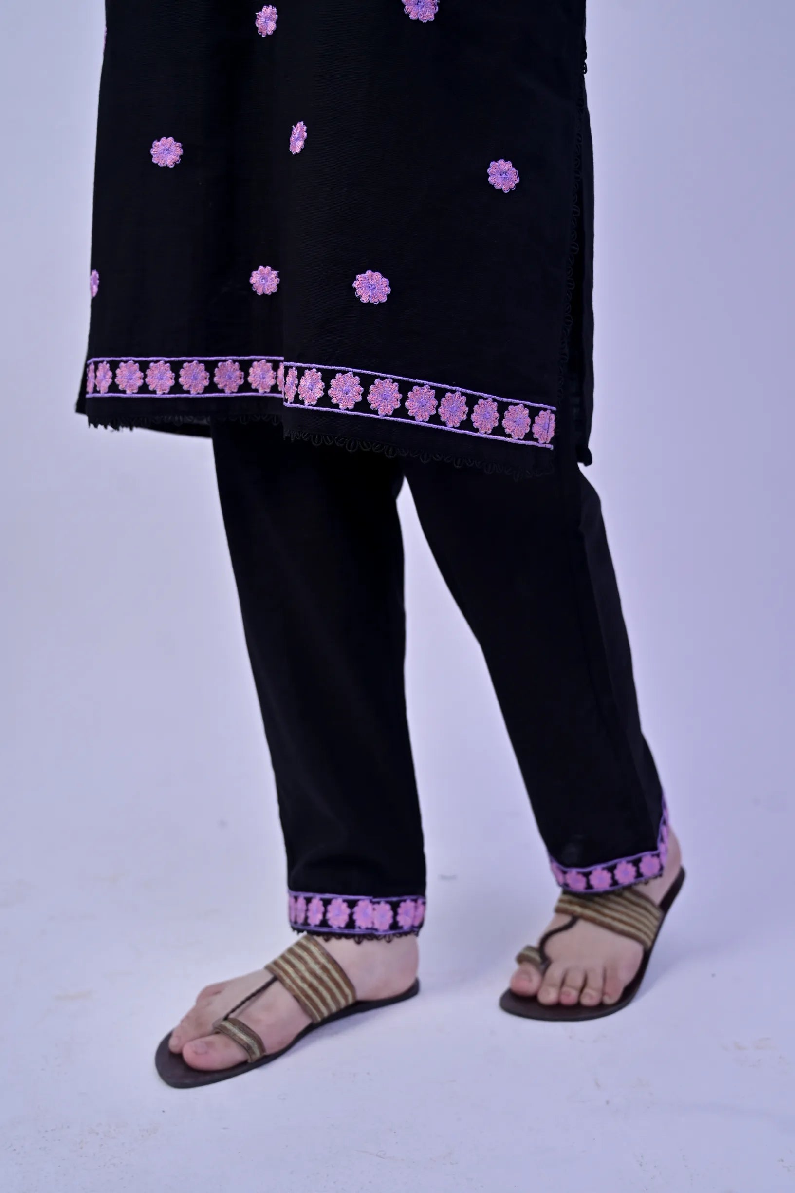Midnight Bloom Embroidered Khaddar 02 Piece – Black (RTW)