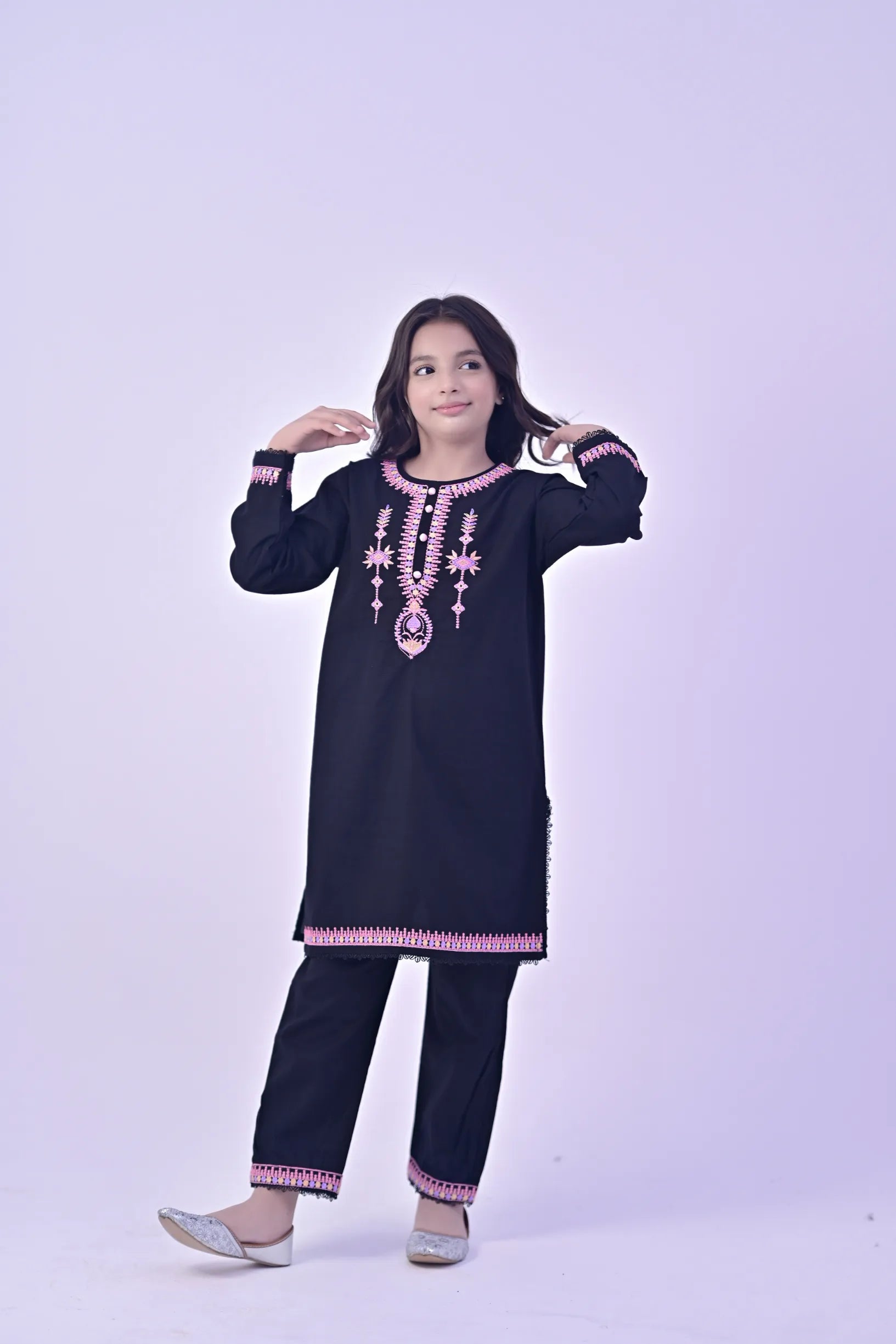 Elegant Noir Embroidered Khaddar 02 Piece – Black (RTW)