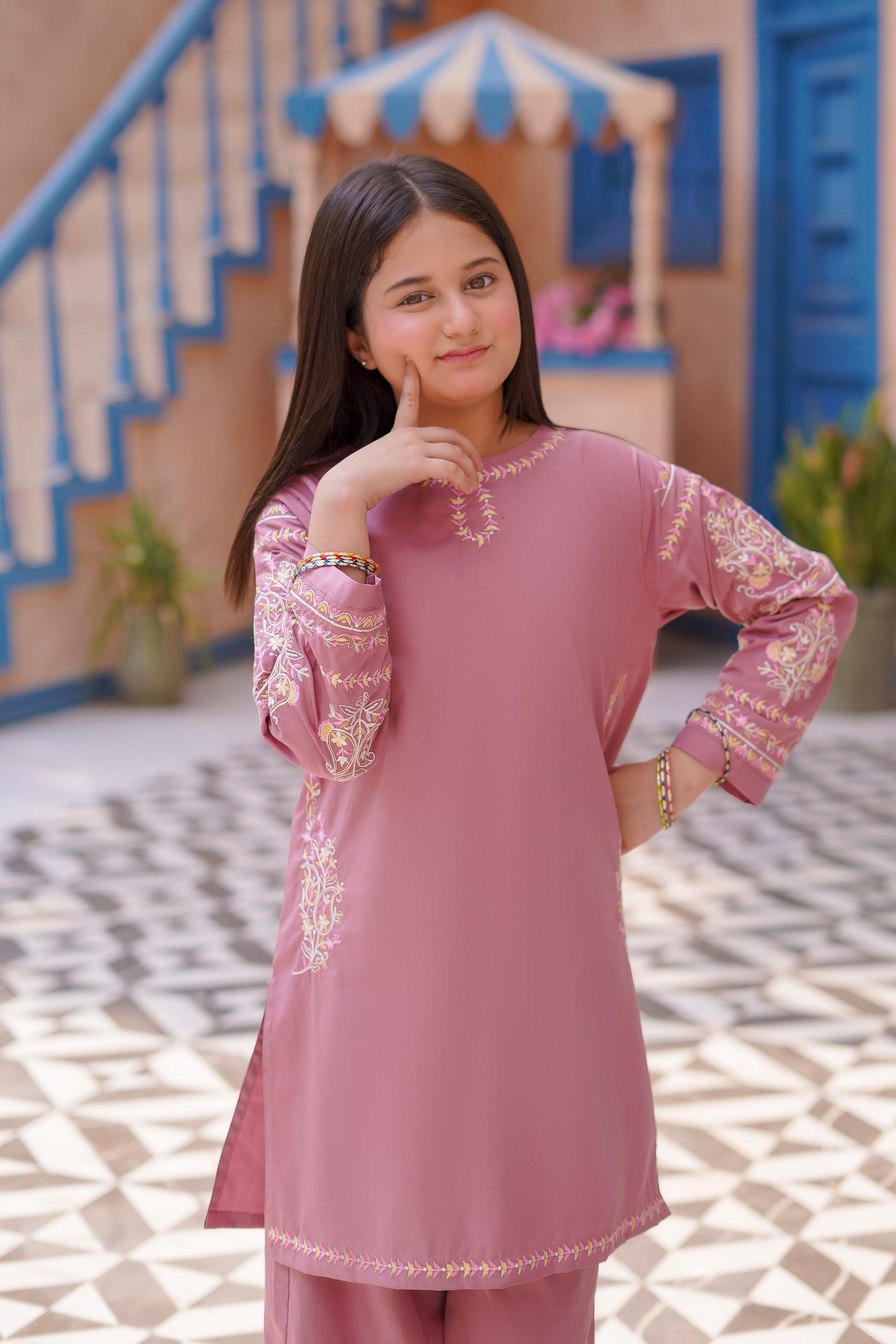 Rosé Charm Imported Lawn Embroidery 2Pc – Pink (RTW)