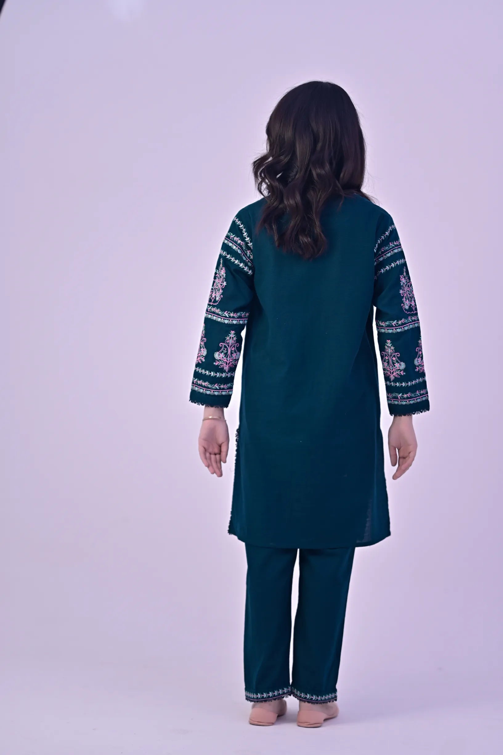 Heritage Glow Embroidered Khaddar 02 Piece – Teal Green (RTW)
