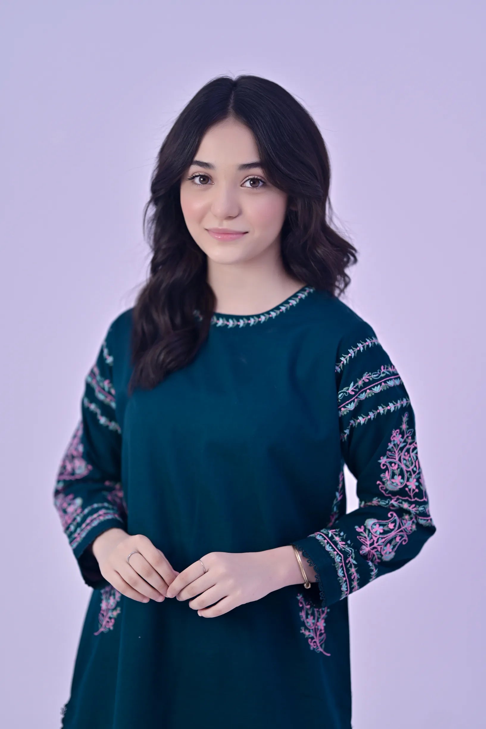 Heritage Glow Embroidered Khaddar 02 Piece – Teal Green (RTW)