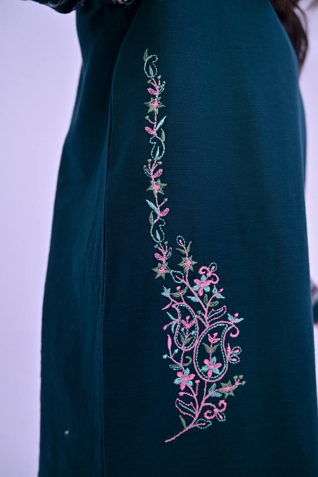 Heritage Glow Embroidered Khaddar 02 Piece – Teal Green (RTW)