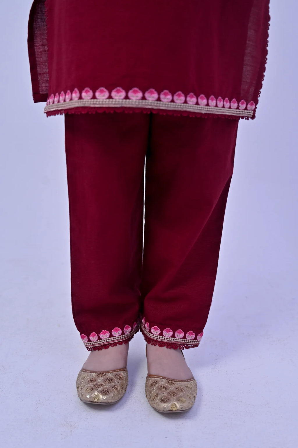 Ruby Charm Embroidered Khaddar 02 Piece – Red (RTW)