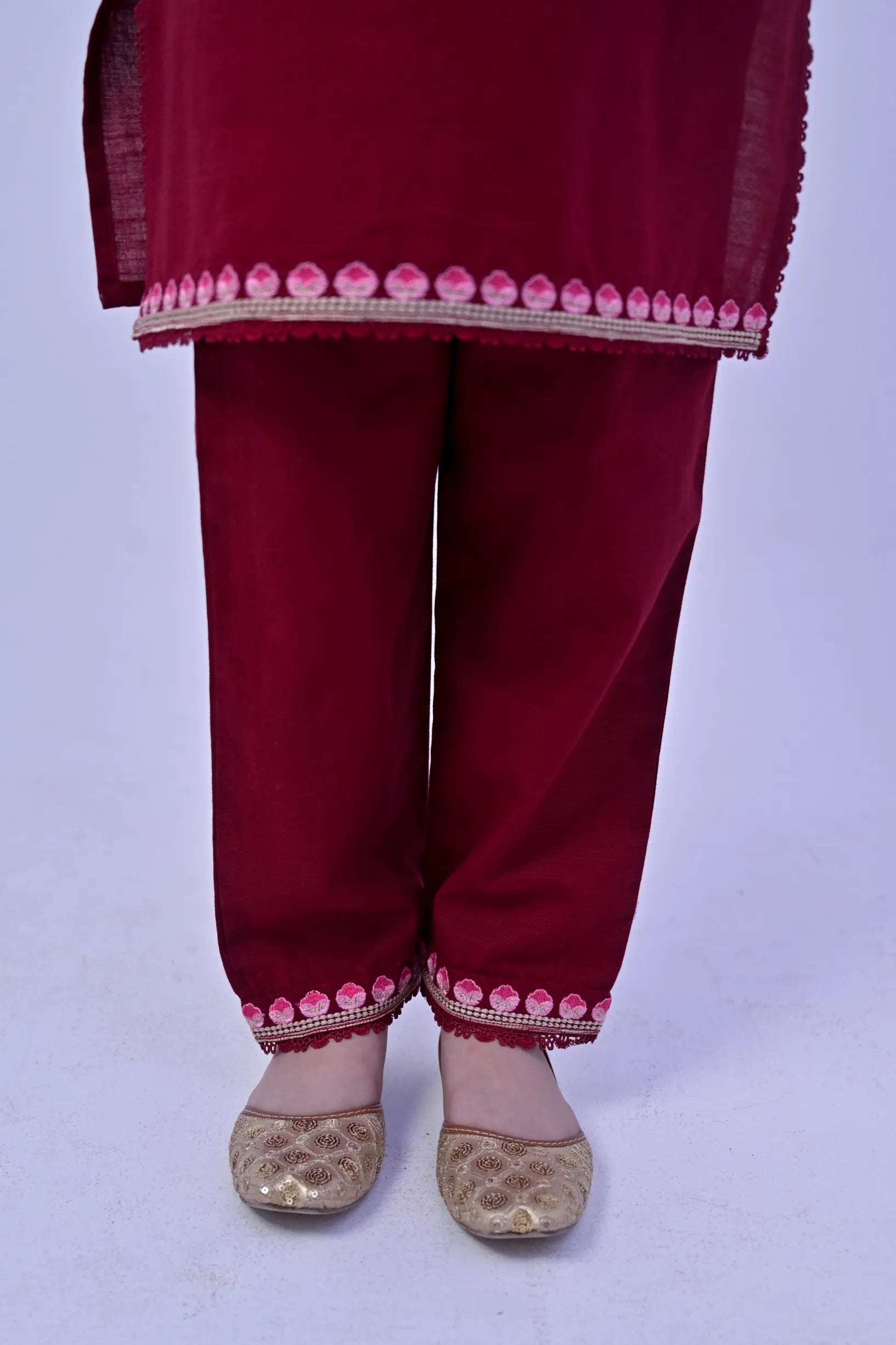 Ruby Charm Embroidered Khaddar 02 Piece – Red (RTW)