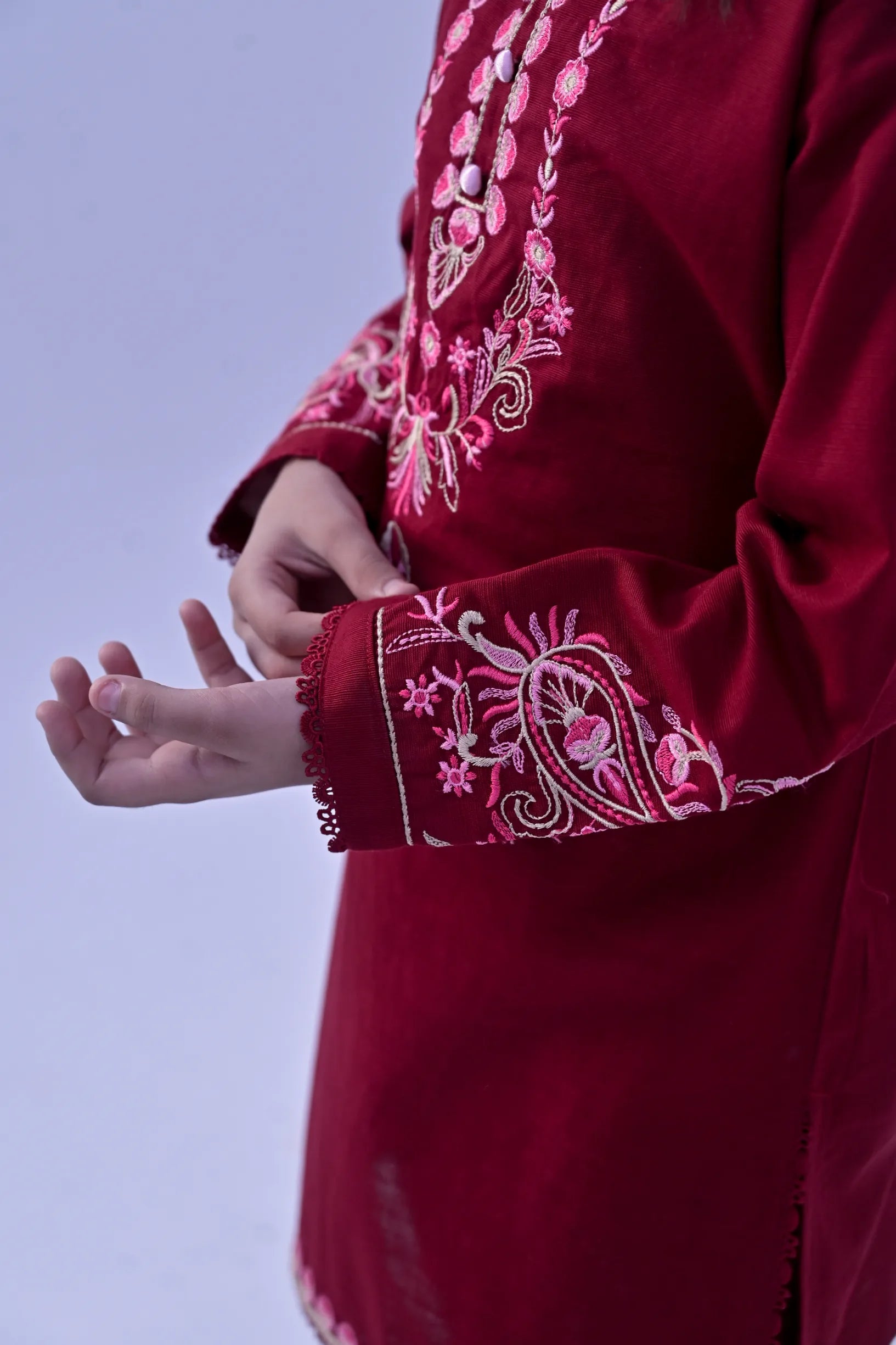 Ruby Charm Embroidered Khaddar 02 Piece – Red (RTW)