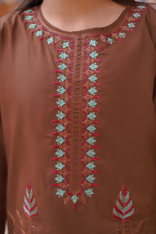 Rust Aura Lawn Embroidered 2Pc – Brown (RTW)