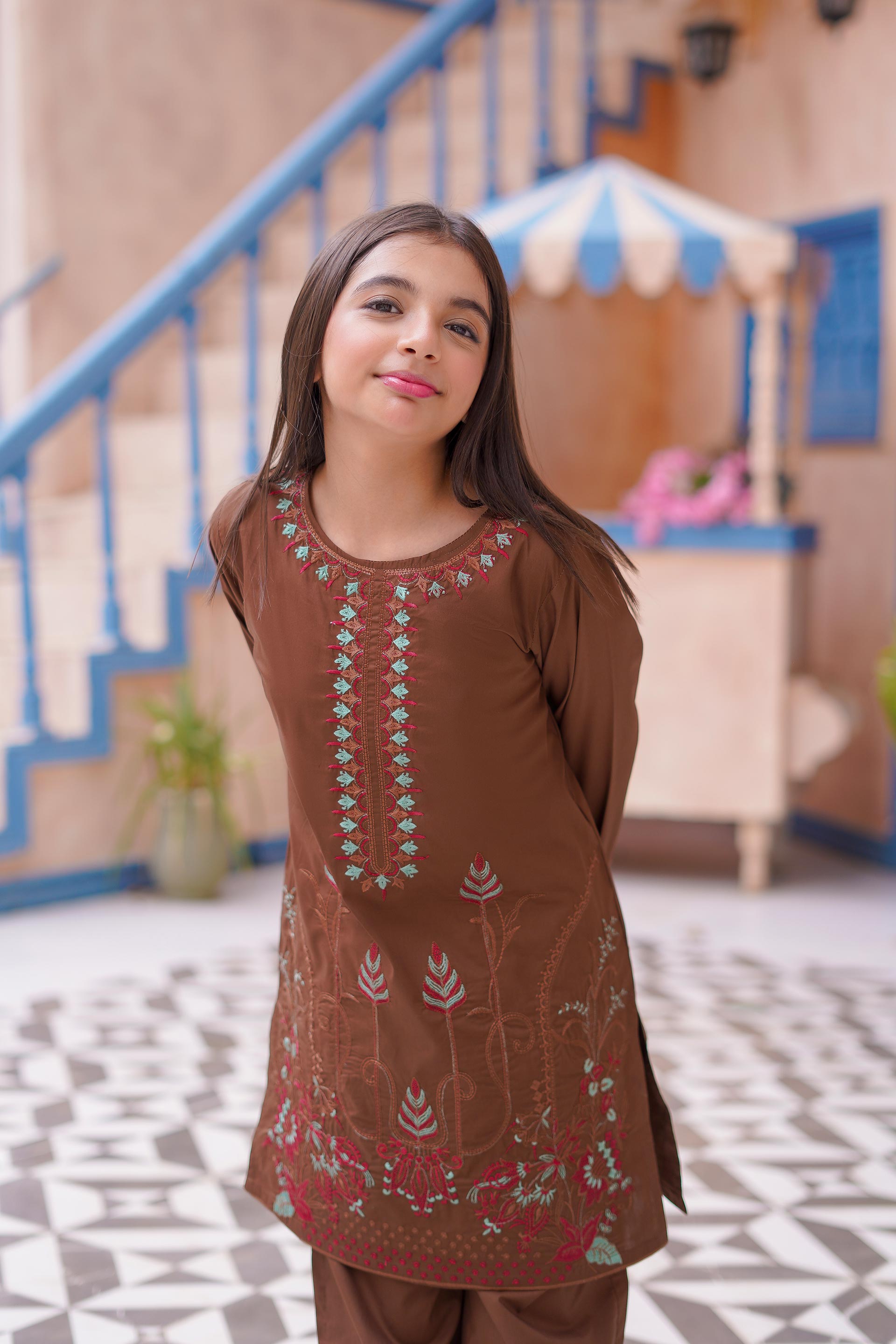 Rust Aura Lawn Embroidered 2Pc – Brown (RTW)