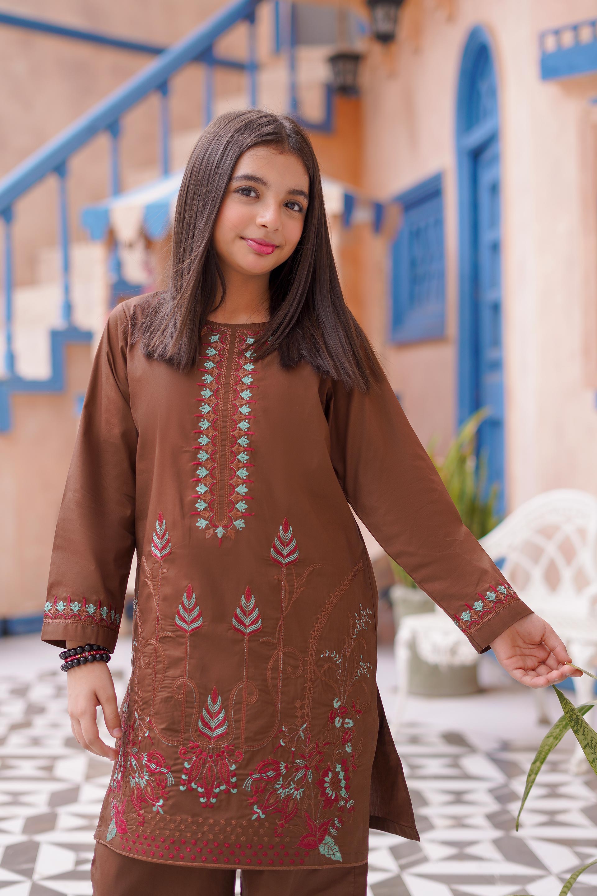 Rust Aura Lawn Embroidered 2Pc – Brown (RTW)