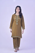 Rustic Bloom  Embroidered  Khaddar 02 Piece – Brown (RTW)
