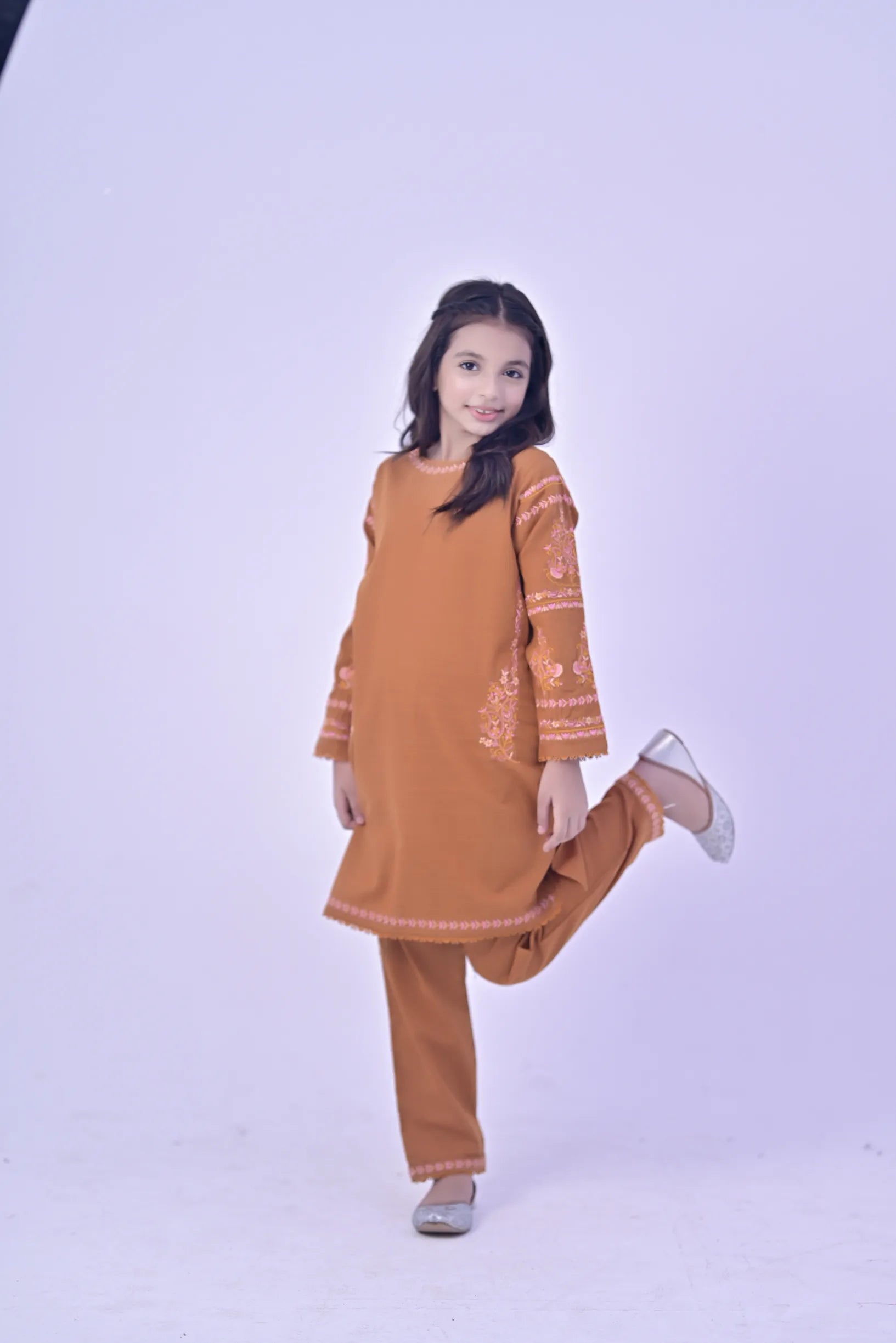Saffron Elegance Embroidered  Khaddar 02 Piece – Orange (RTW)