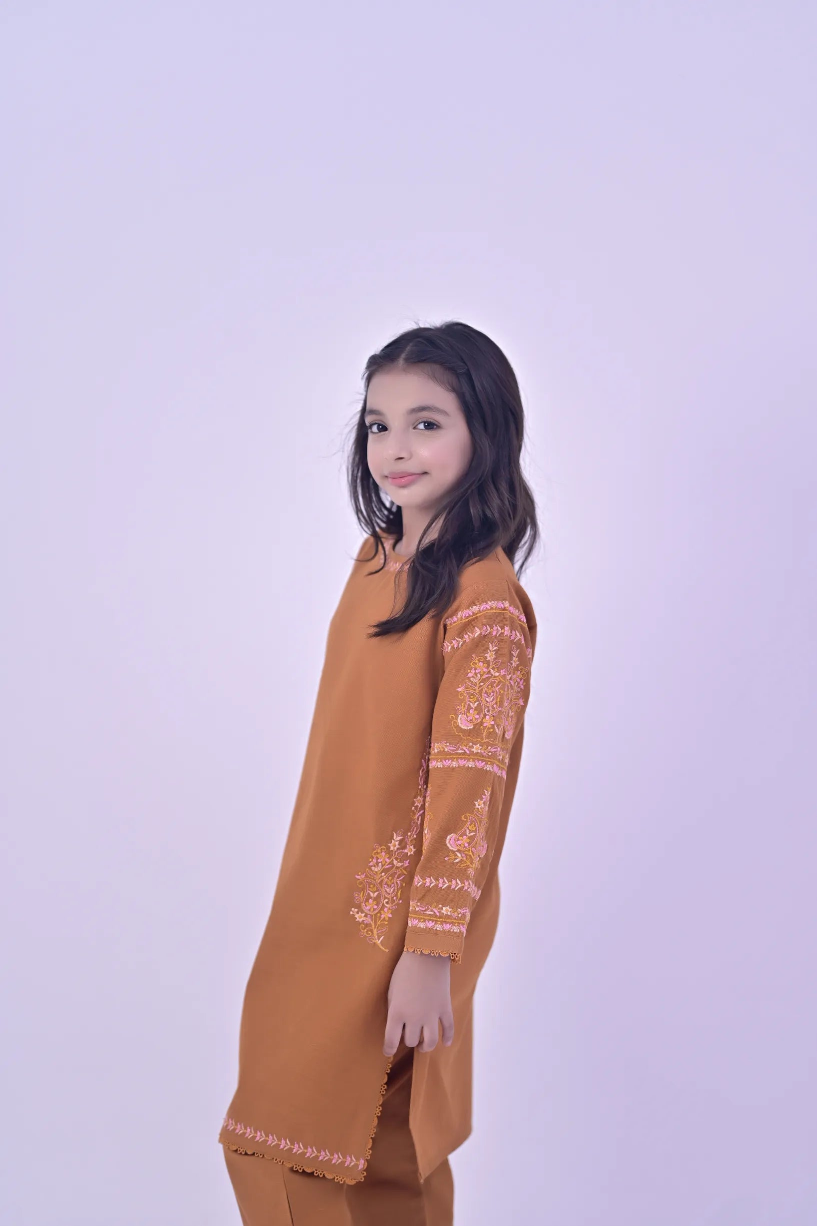 Saffron Elegance Embroidered  Khaddar 02 Piece – Orange (RTW)