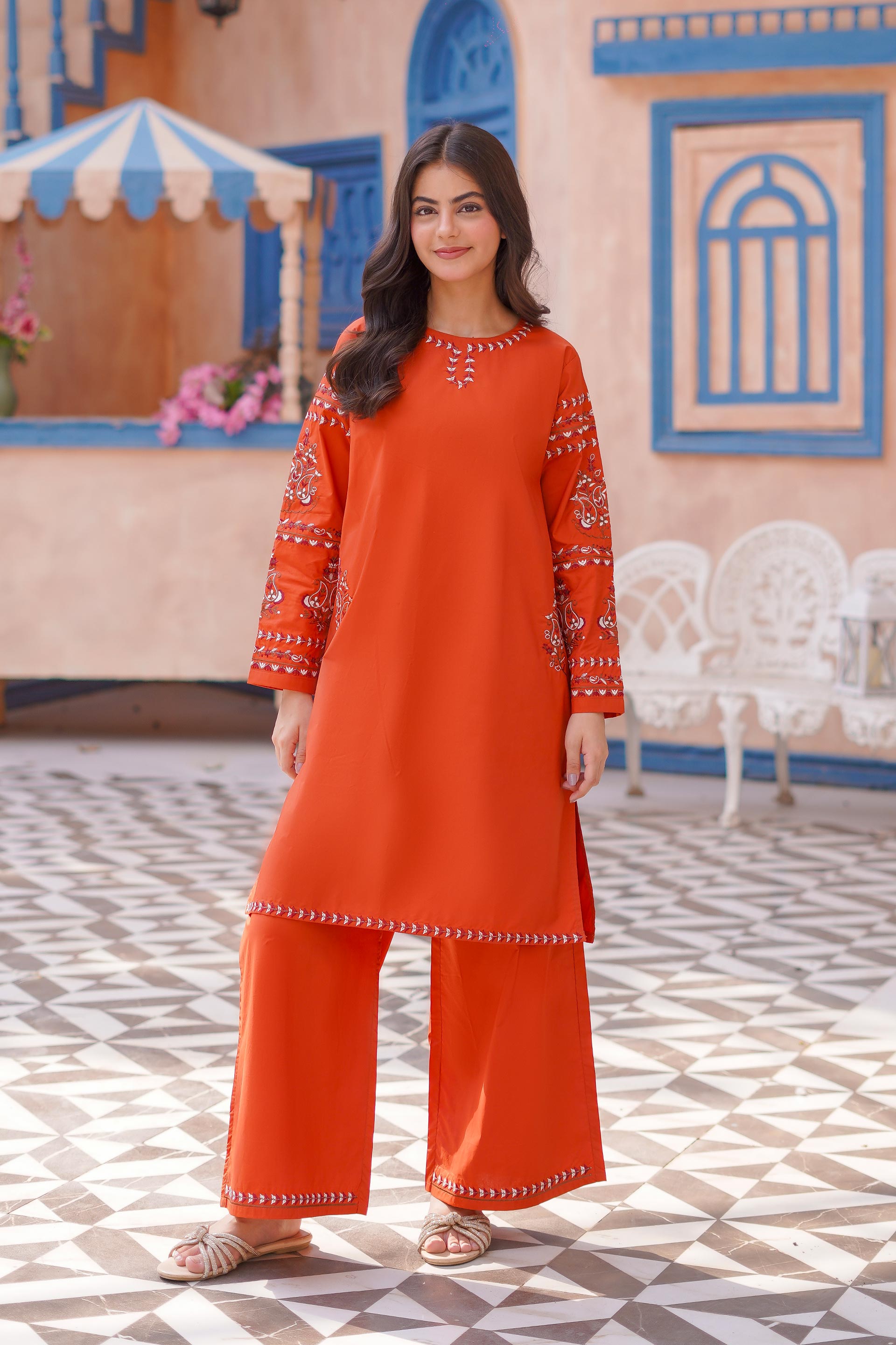 Saffron Shine Lawn Embroidered 2Pc – Golden Orange (RTW)