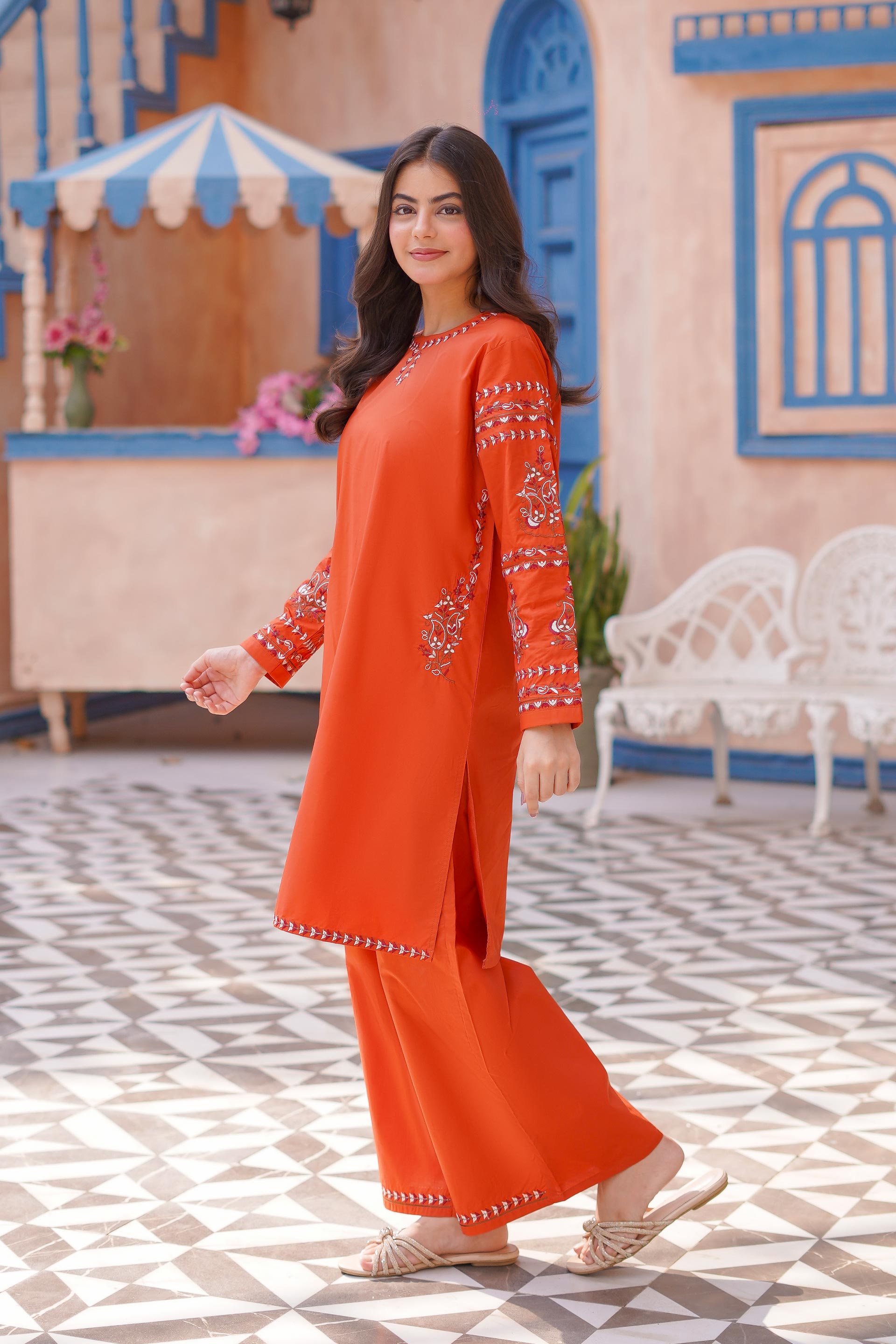 Saffron Shine Lawn Embroidered 2Pc – Golden Orange (RTW)