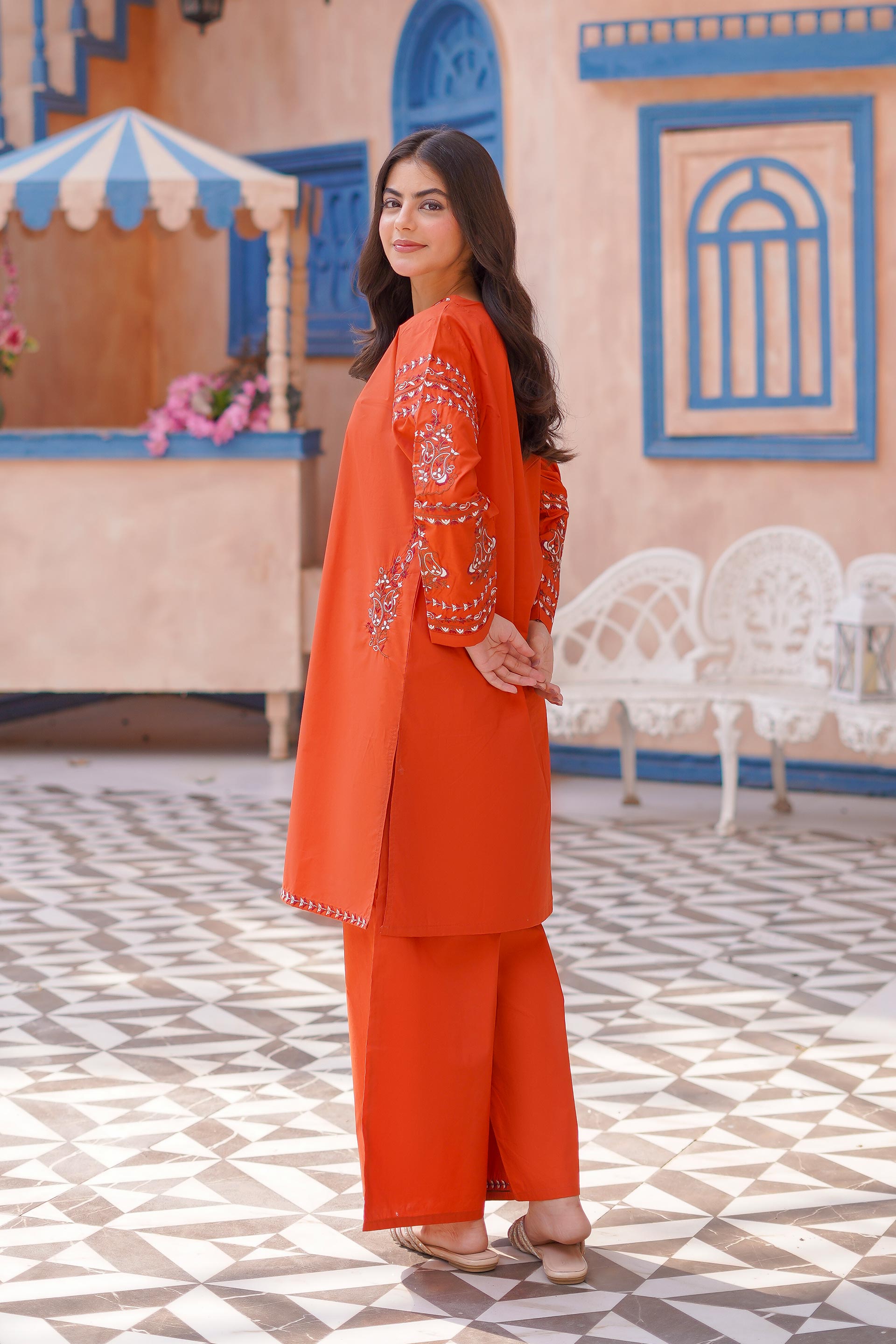 Saffron Shine Lawn Embroidered 2Pc – Golden Orange (RTW)
