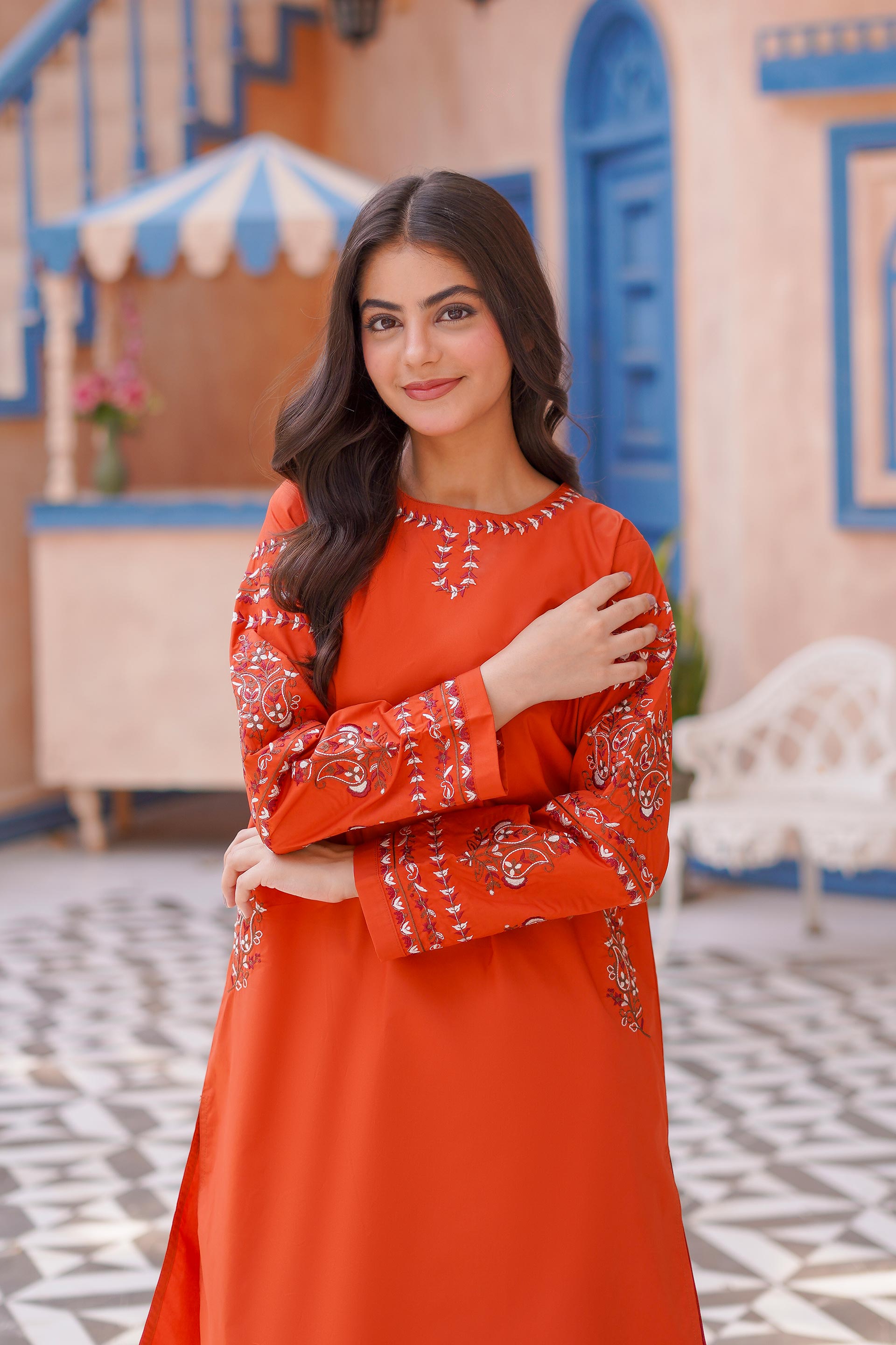 Saffron Shine Lawn Embroidered 2Pc – Golden Orange (RTW)