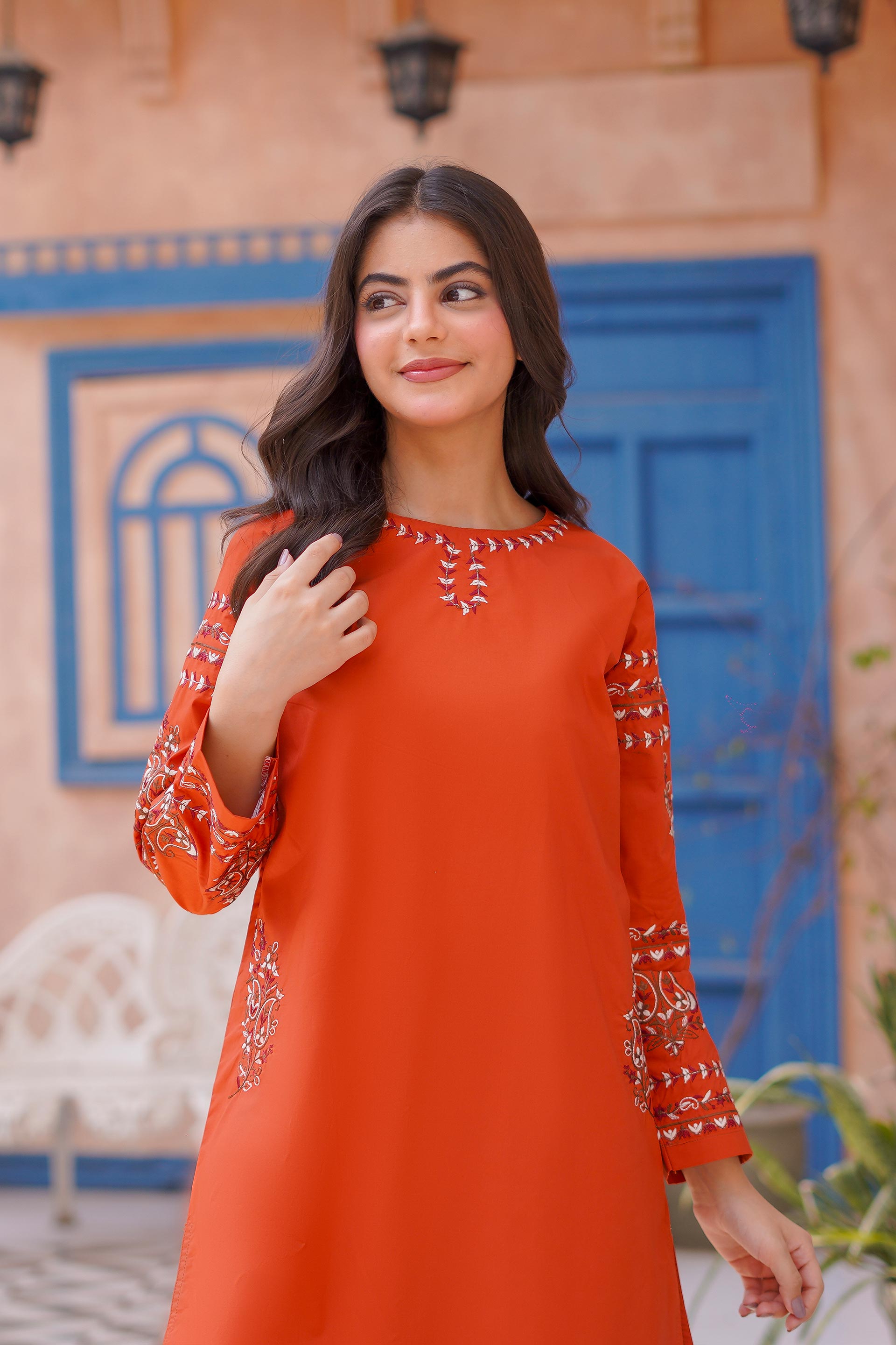 Saffron Shine Lawn Embroidered 2Pc – Golden Orange (RTW)