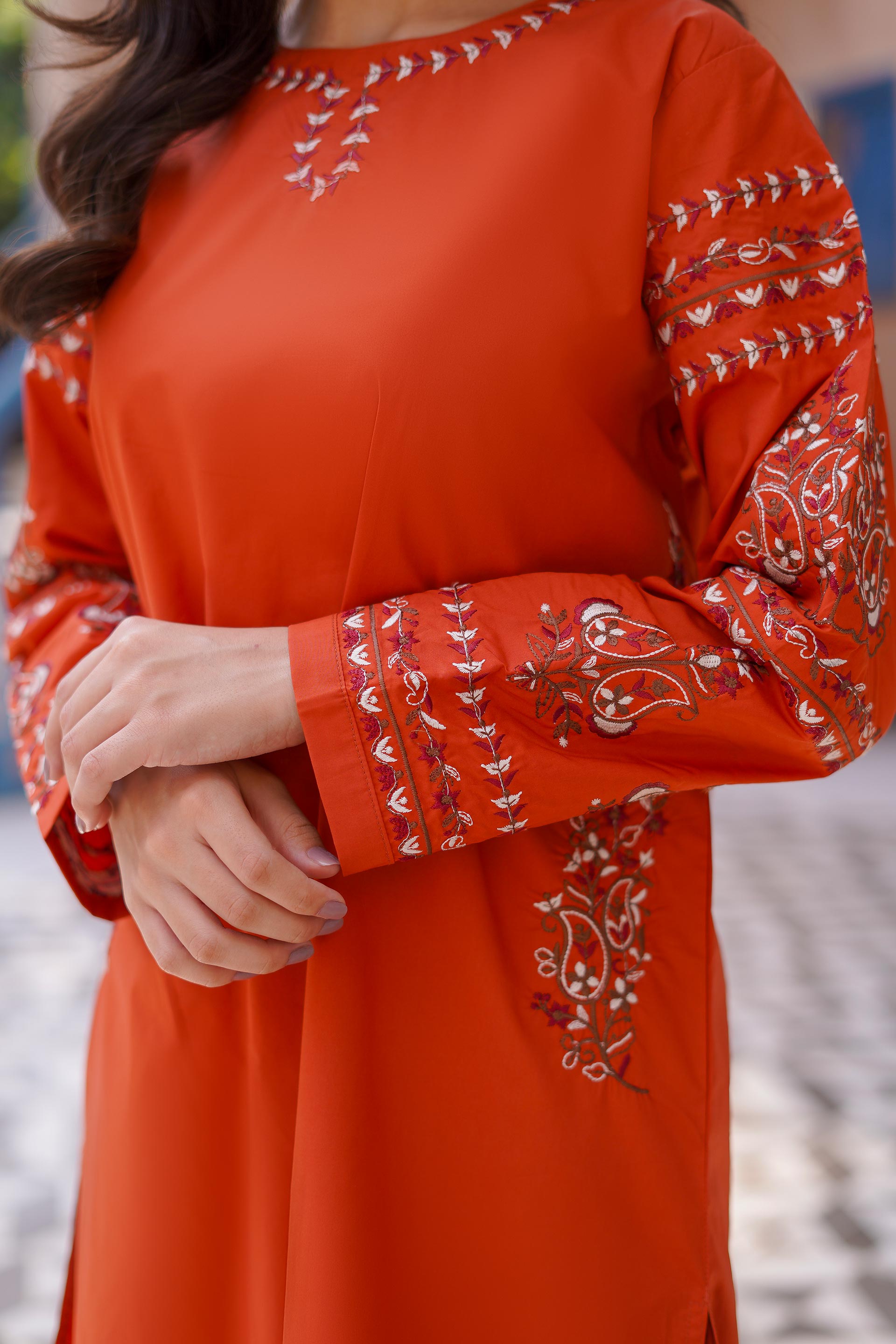 Saffron Shine Lawn Embroidered 2Pc – Golden Orange (RTW)