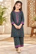 Noorvine Floral Charm Printed Winter Imported Kotrai Embroidered 2Pc | Midnight Teal