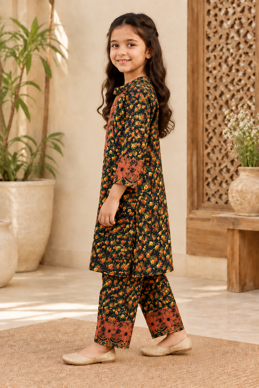 Emerald Bloom Printed Kotrai Embroidered 2Pc Winter Suit