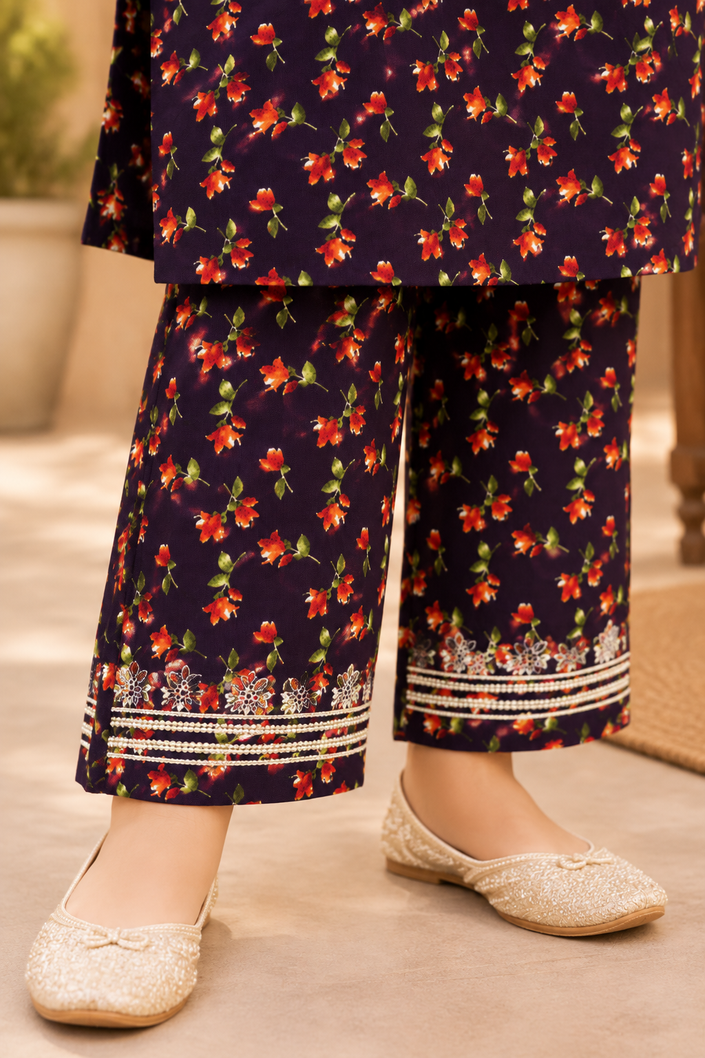 Premium Girls Winter Printed Kotrai Embroidered 2 Piece Suit