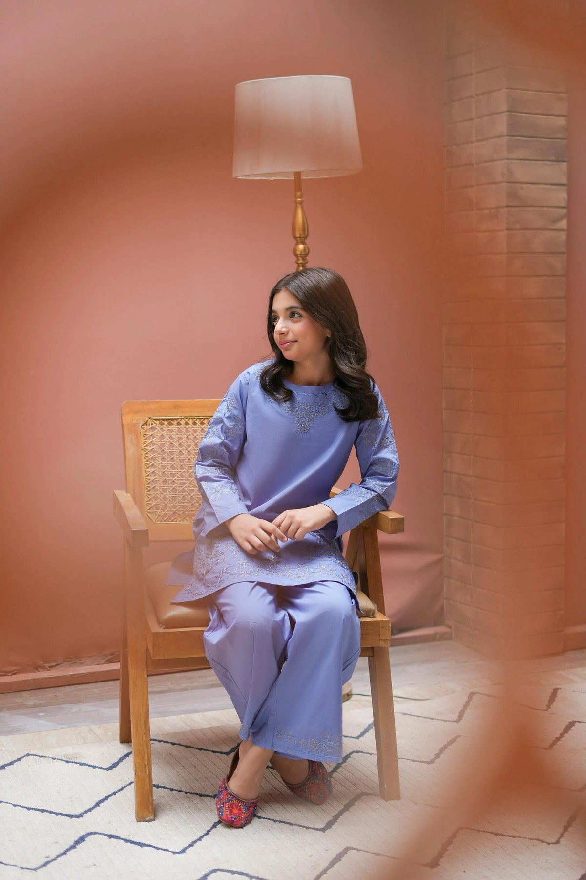 Ayla Premium Cotton with Embroidery 2Pc – Periwinkle (RTW)