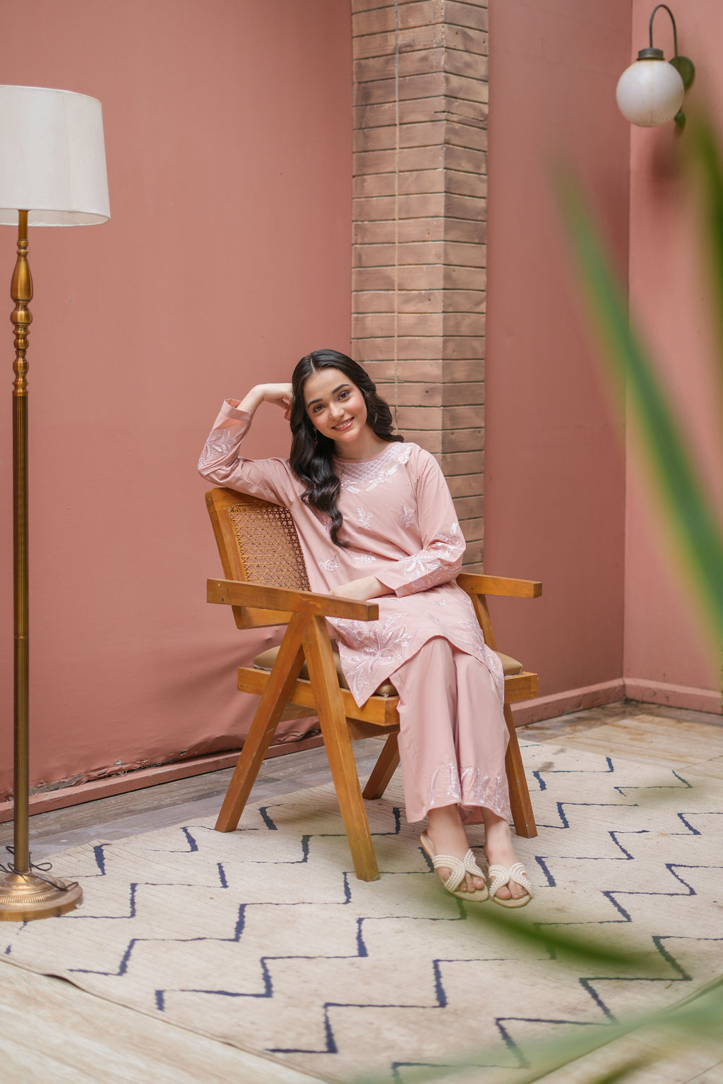 Roséa Premium Cotton Embroidered 2Pc – Dusty Rose (RTW)