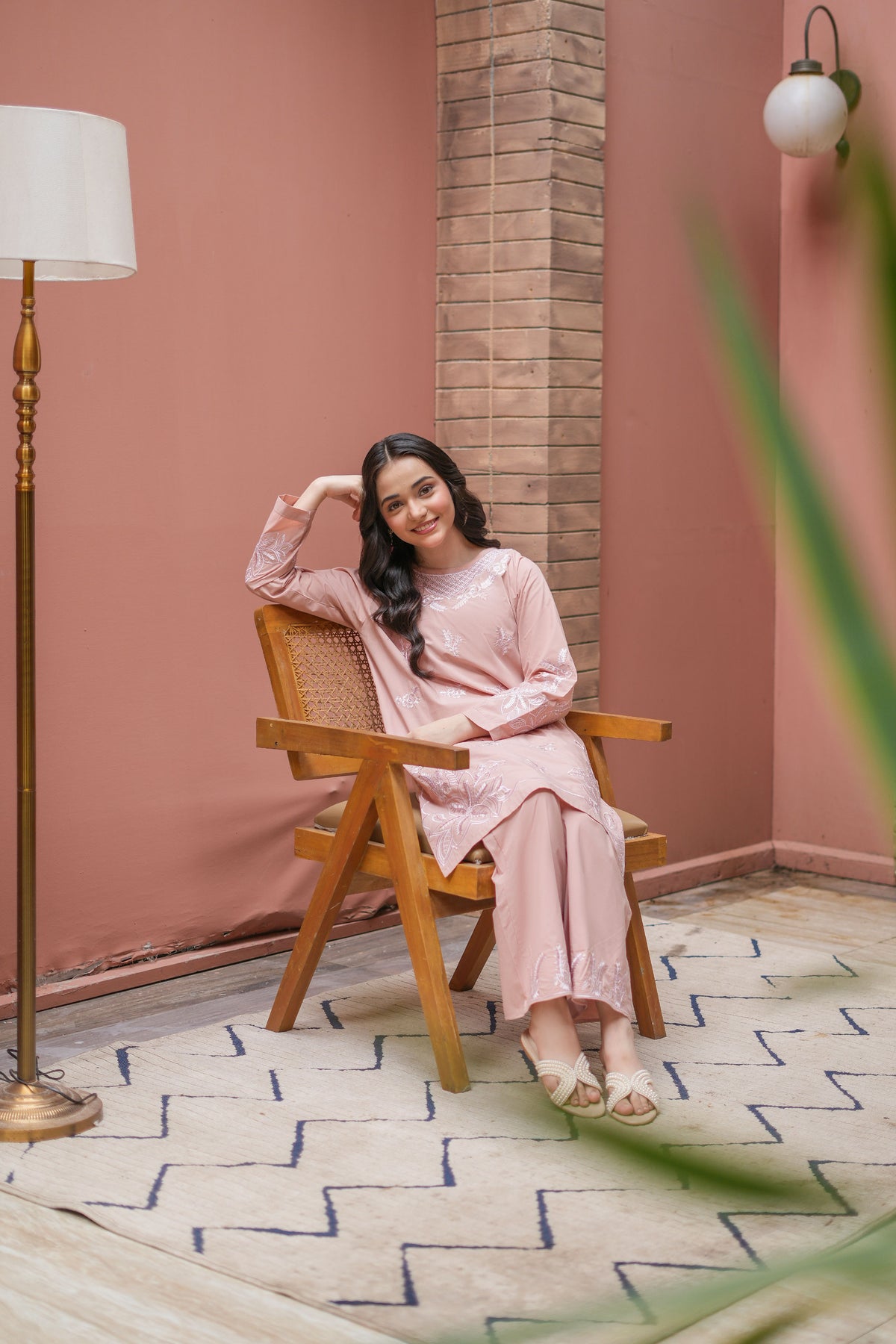 Roséa Premium Cotton Embroidered 2Pc – Dusty Rose (RTW)