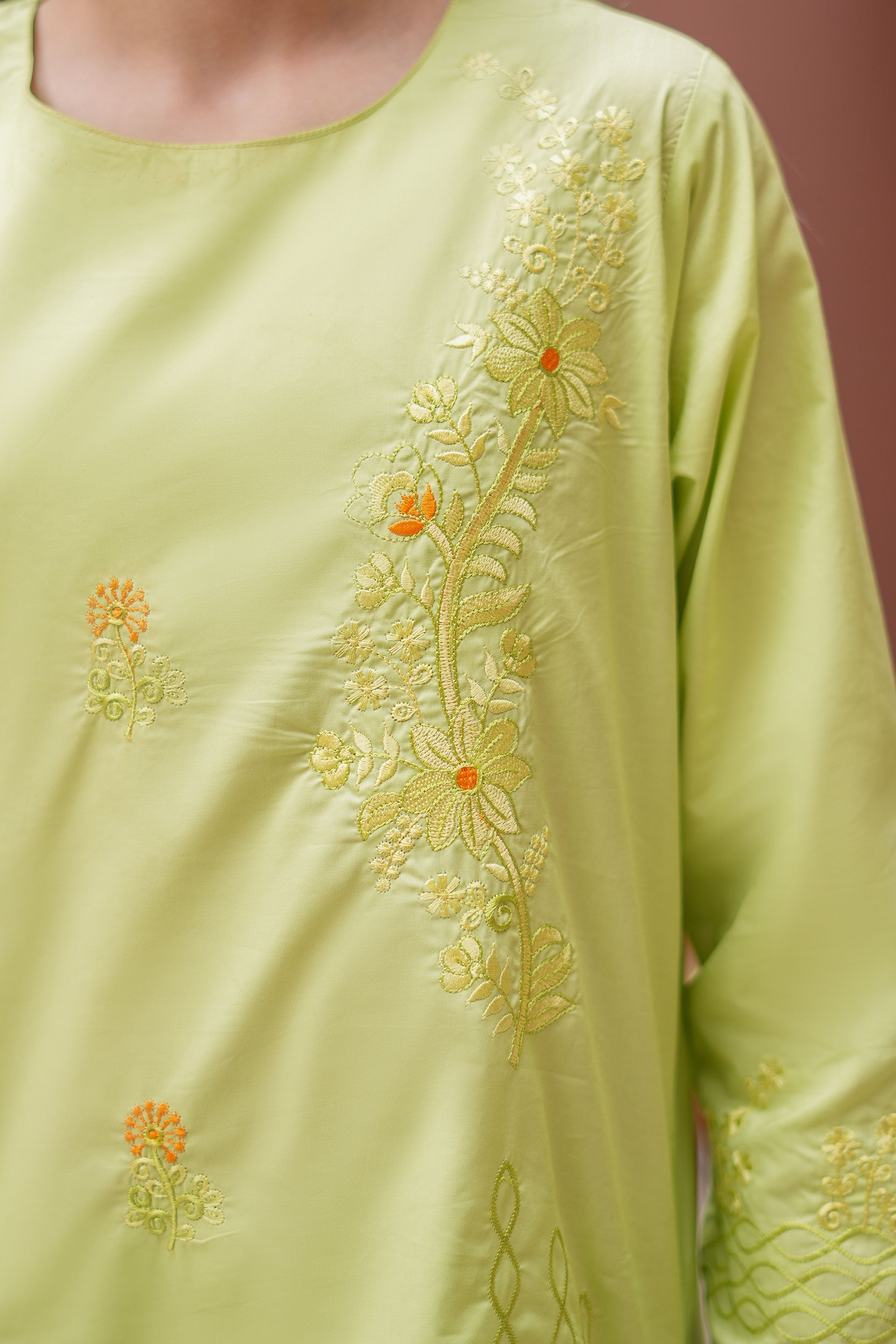 Soleia Premium Cotton Embroidered 2Pc – Lime Green (RTW)