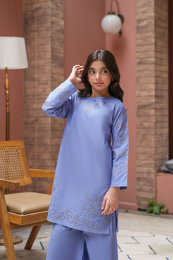 Ayla Premium Cotton with Embroidery 2Pc – Periwinkle (RTW)