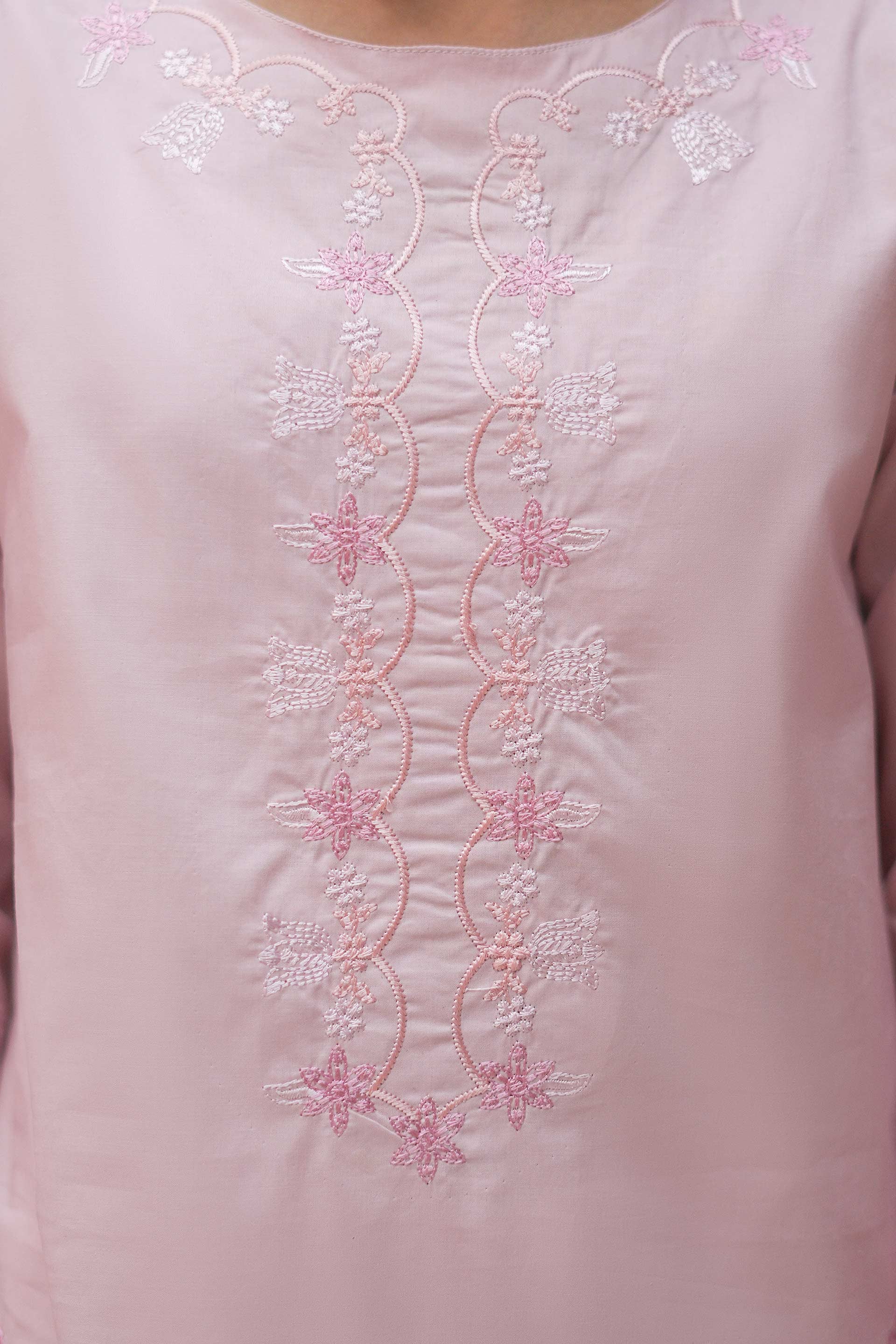Elara Premium Cotton Embroidered 2Pc – Blush Pink (RTW)