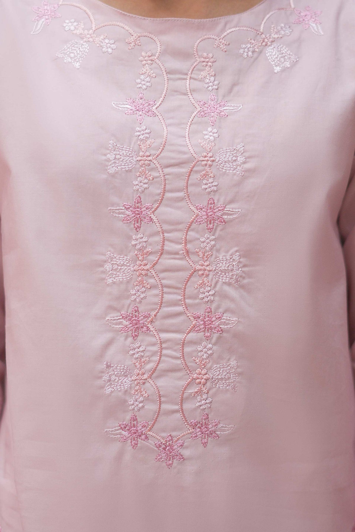 Elara Premium Cotton Embroidered 2Pc – Blush Pink (RTW)