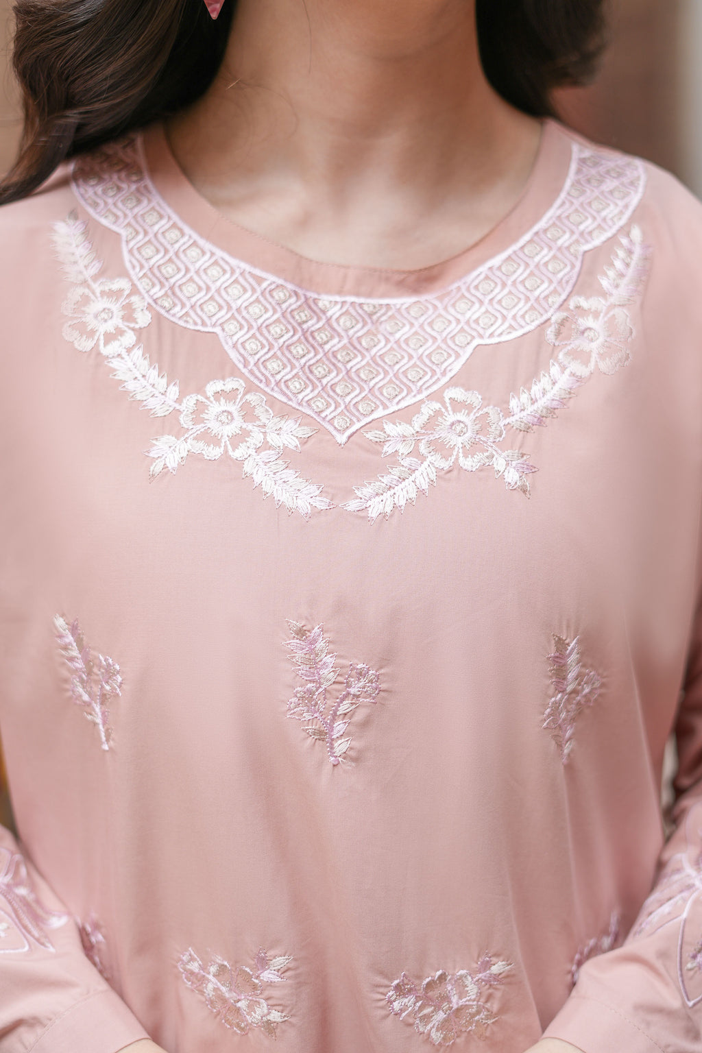 Roséa Premium Cotton Embroidered 2Pc – Dusty Rose (RTW)