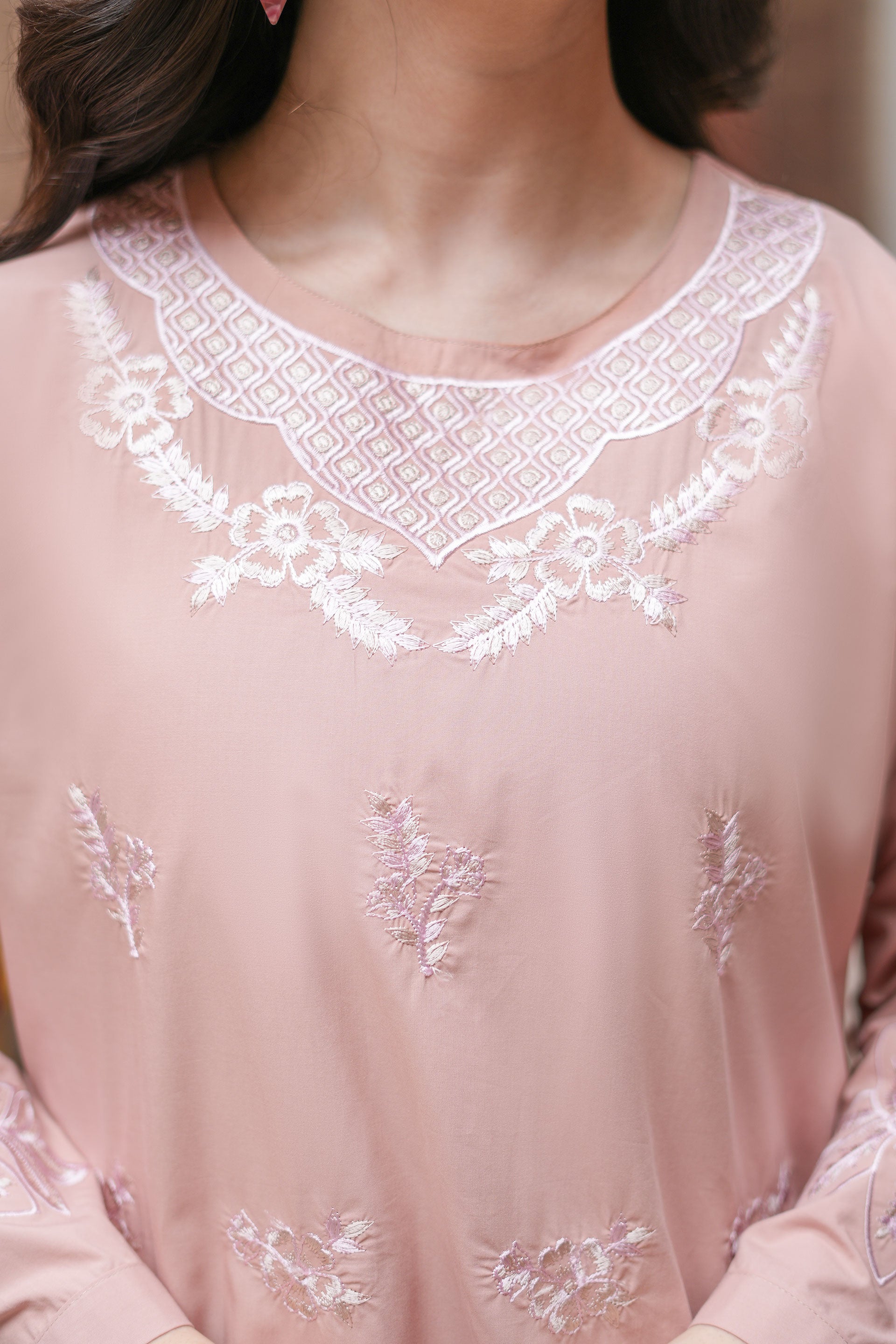Roséa Premium Cotton Embroidered 2Pc – Dusty Rose (RTW)