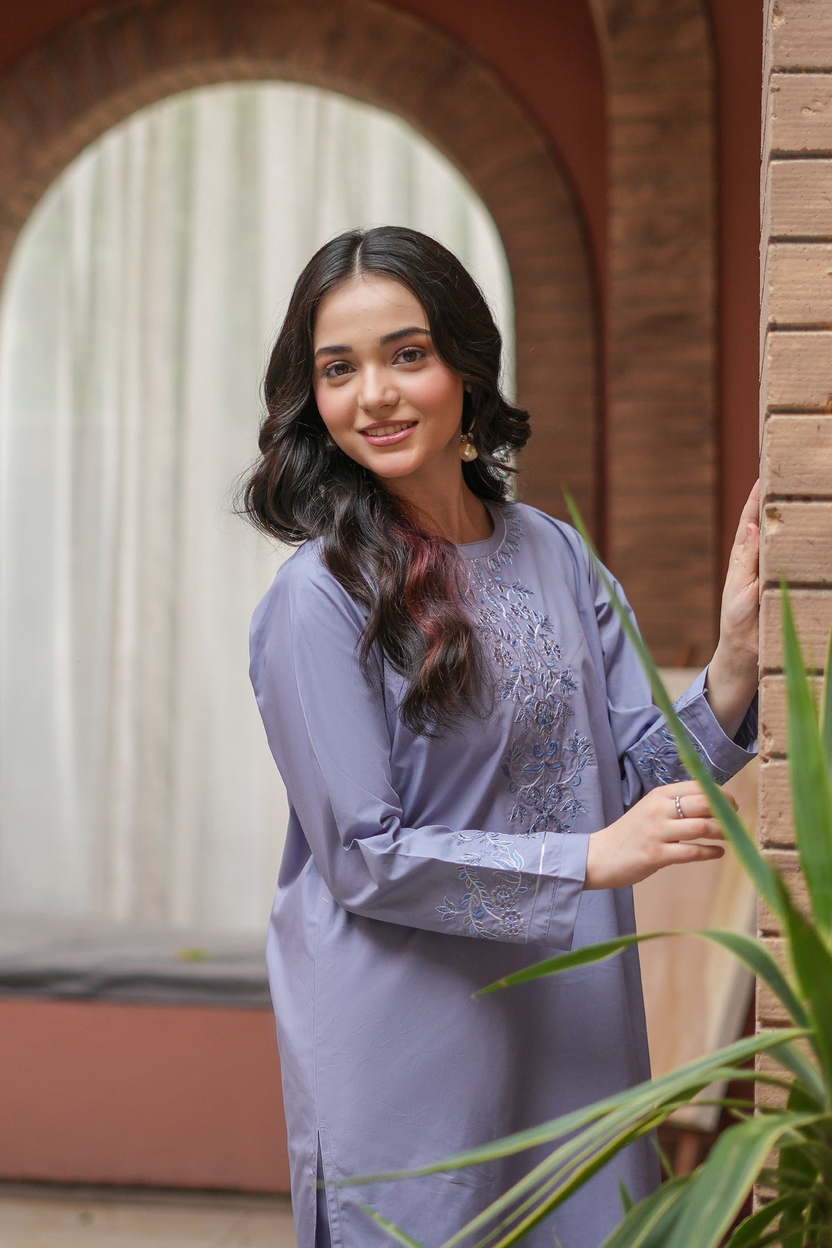 Celestra Premium Cotton Embroidered 2Pc – Lavender Grey (RTW)