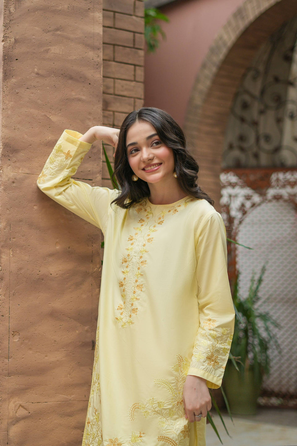 Solmira Premium Cotton Embroidered 2Pc – Buttercream (RTW)