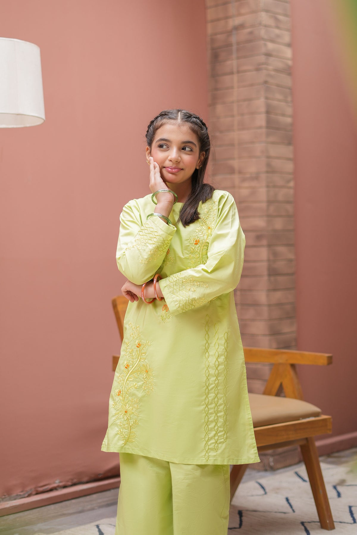 Soleia Premium Cotton Embroidered 2Pc – Lime Green (RTW)