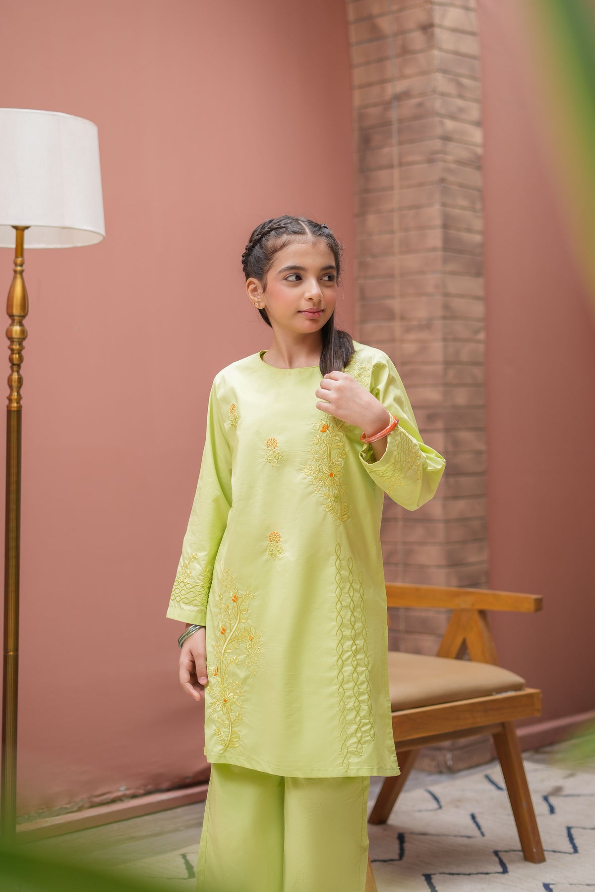 Soleia Premium Cotton Embroidered 2Pc – Lime Green (RTW)