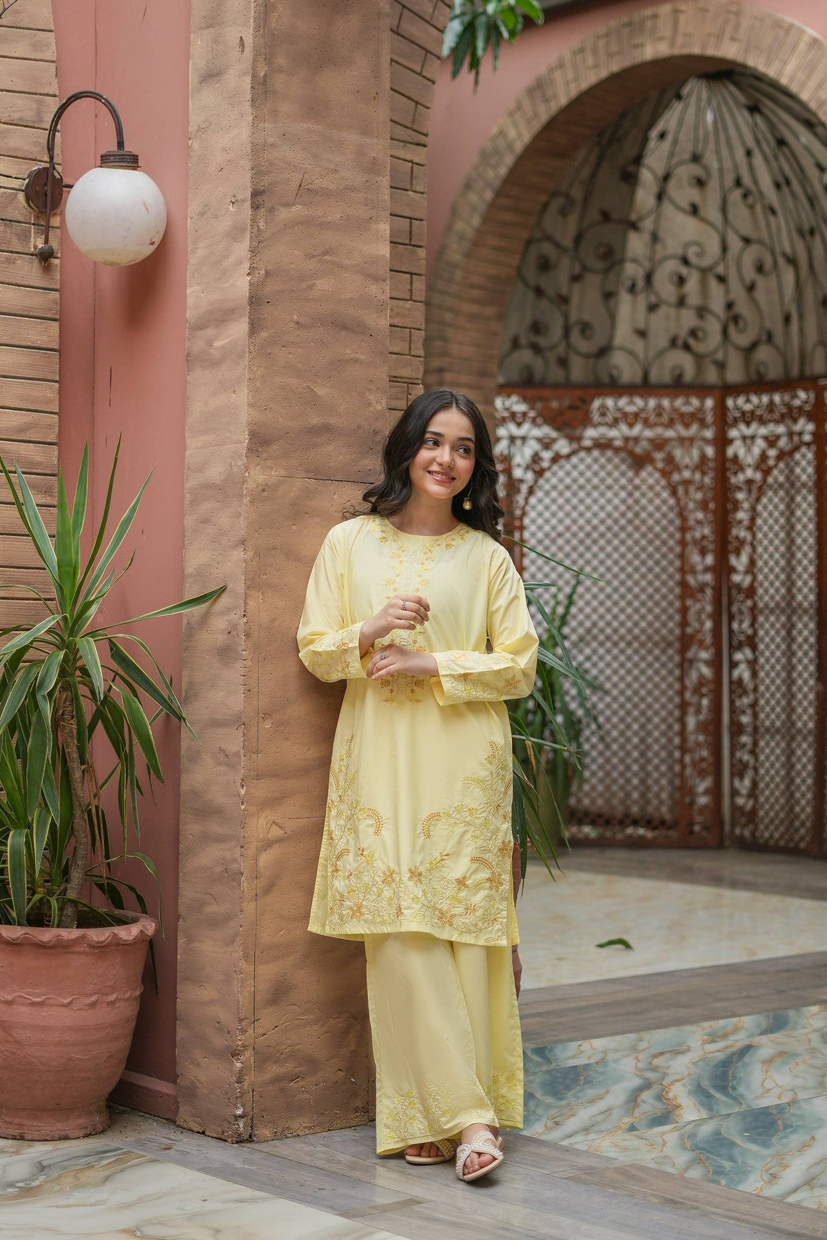 Solmira Premium Cotton Embroidered 2Pc – Buttercream (RTW)