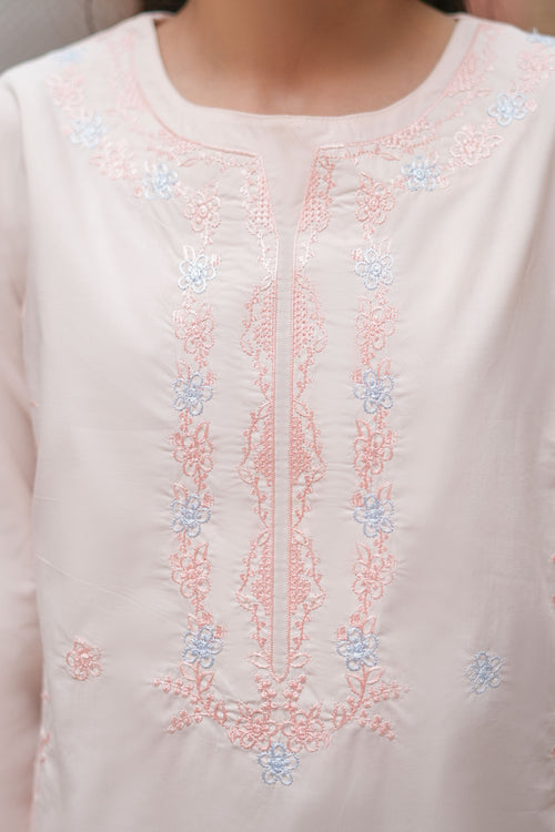 Alvessa Premium Cotton Embroidered 2Pc – Blush Ivory (RTW)
