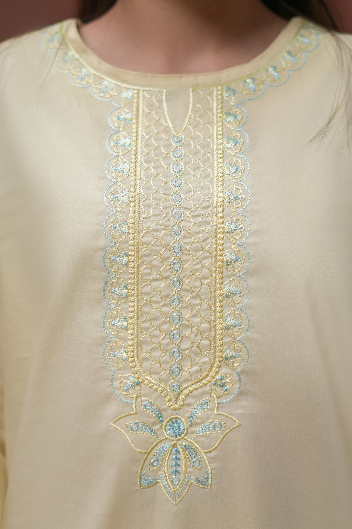 Ivoria Premium Cotton Embroidered 2Pc – Pearl Cream (RTW)