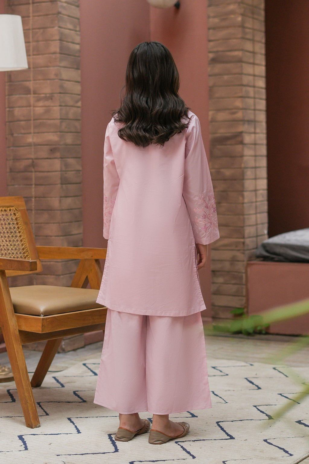 Elara Premium Cotton Embroidered 2Pc – Blush Pink (RTW)