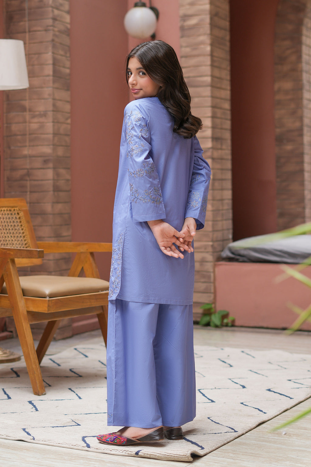Ayla Premium Cotton with Embroidery 2Pc – Periwinkle (RTW)