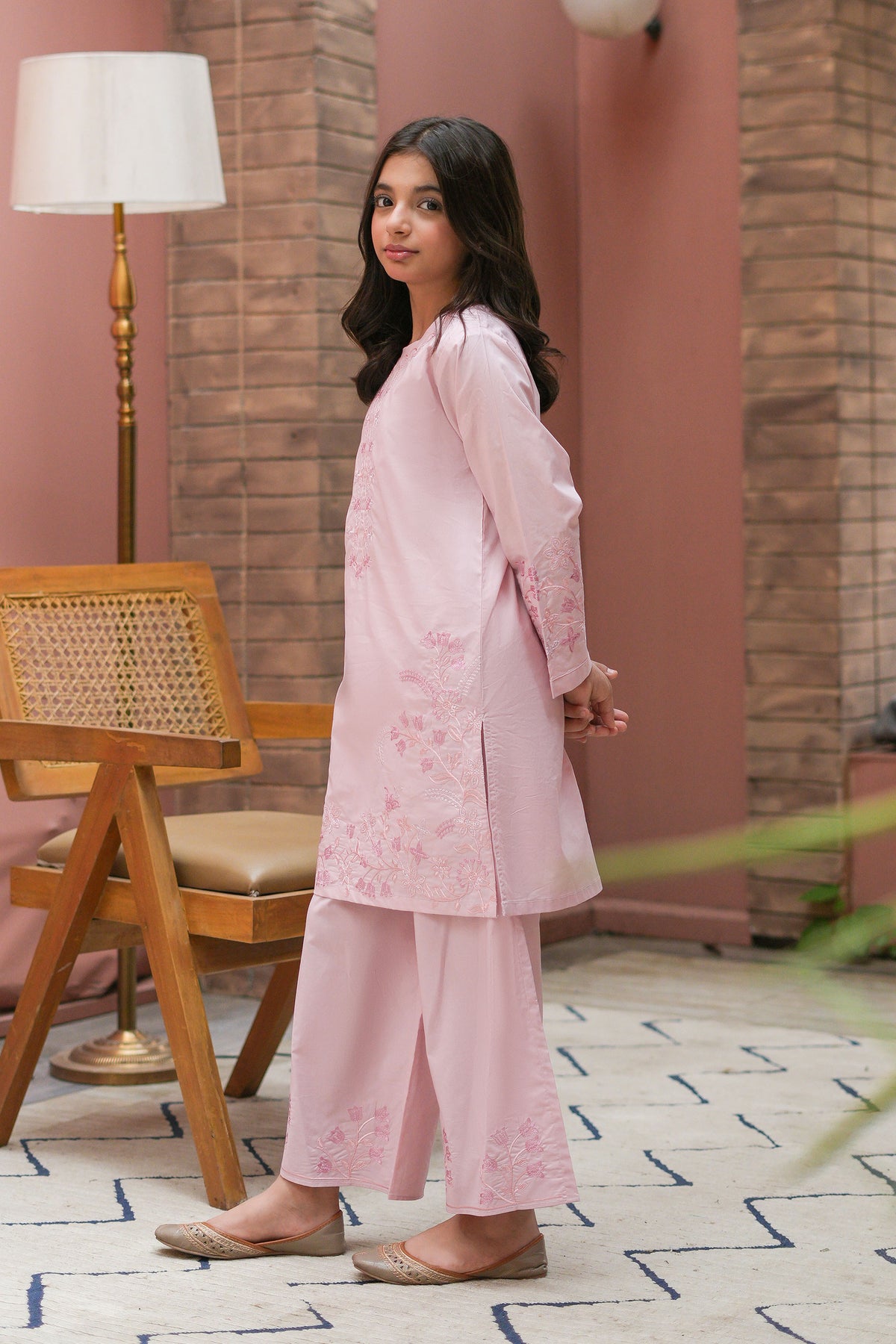Elara Premium Cotton Embroidered 2Pc – Blush Pink (RTW)