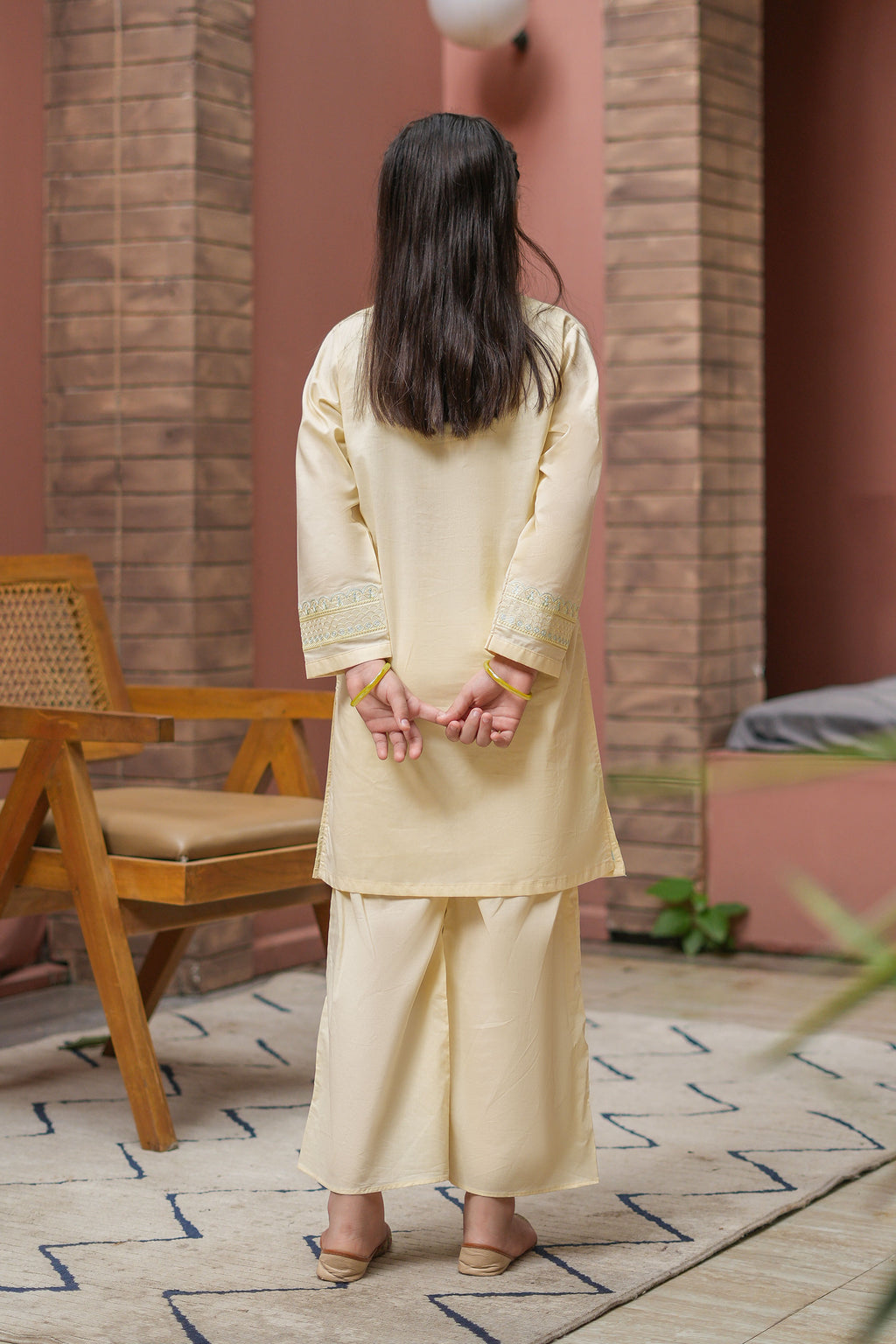 Ivoria Premium Cotton Embroidered 2Pc – Pearl Cream (RTW)