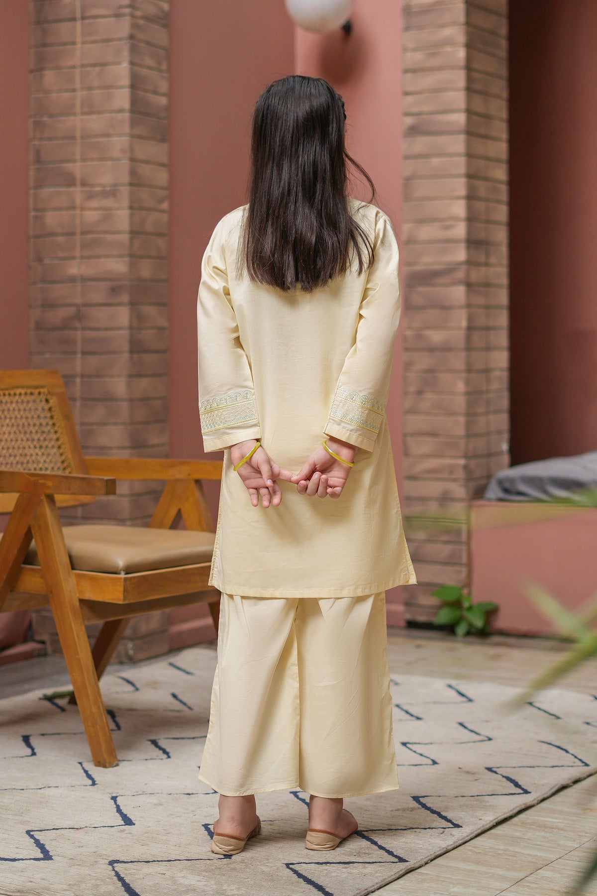 Ivoria Premium Cotton Embroidered 2Pc – Pearl Cream (RTW)